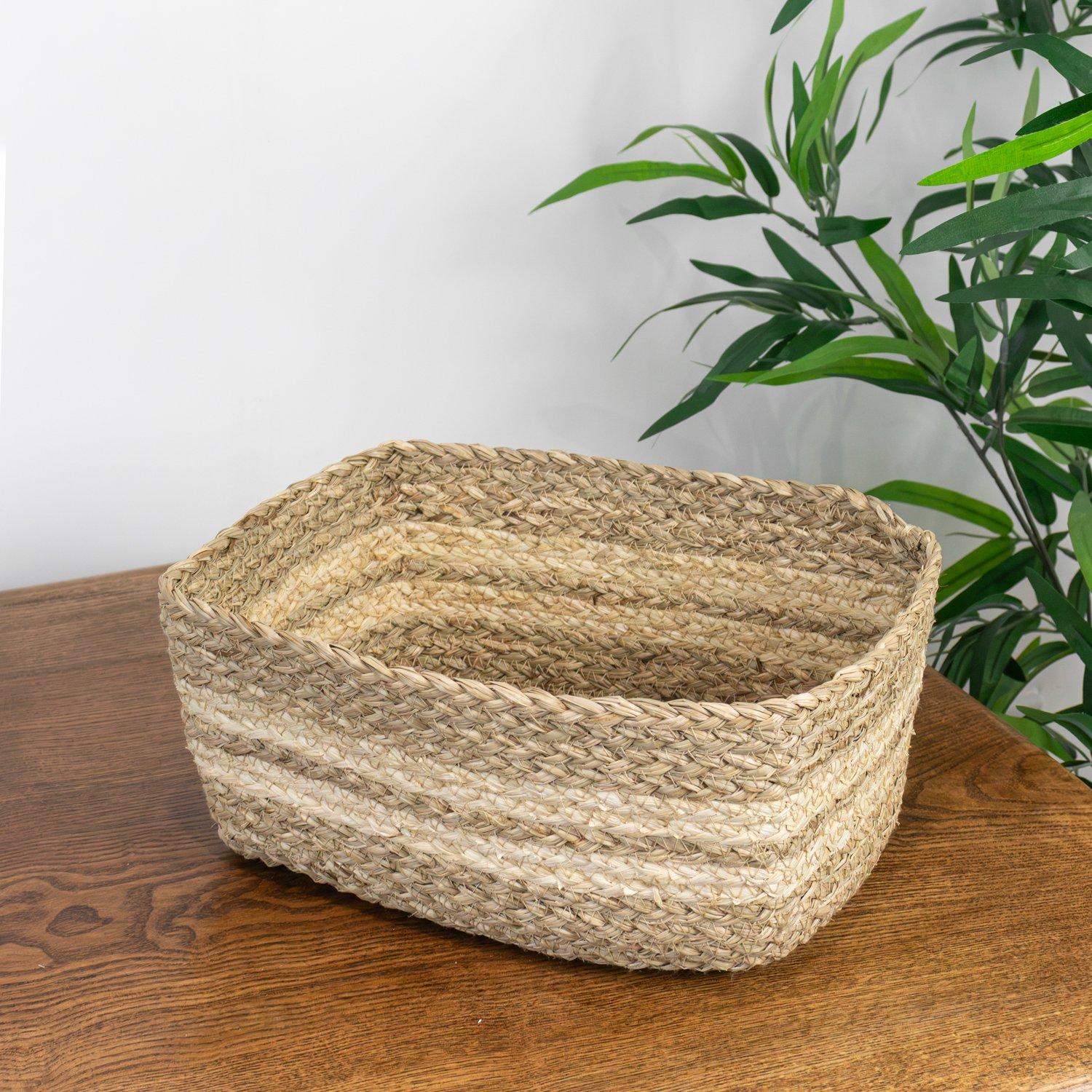 Brown - JVL - Palma Set of 3 Natural Storage Baskets - 8
