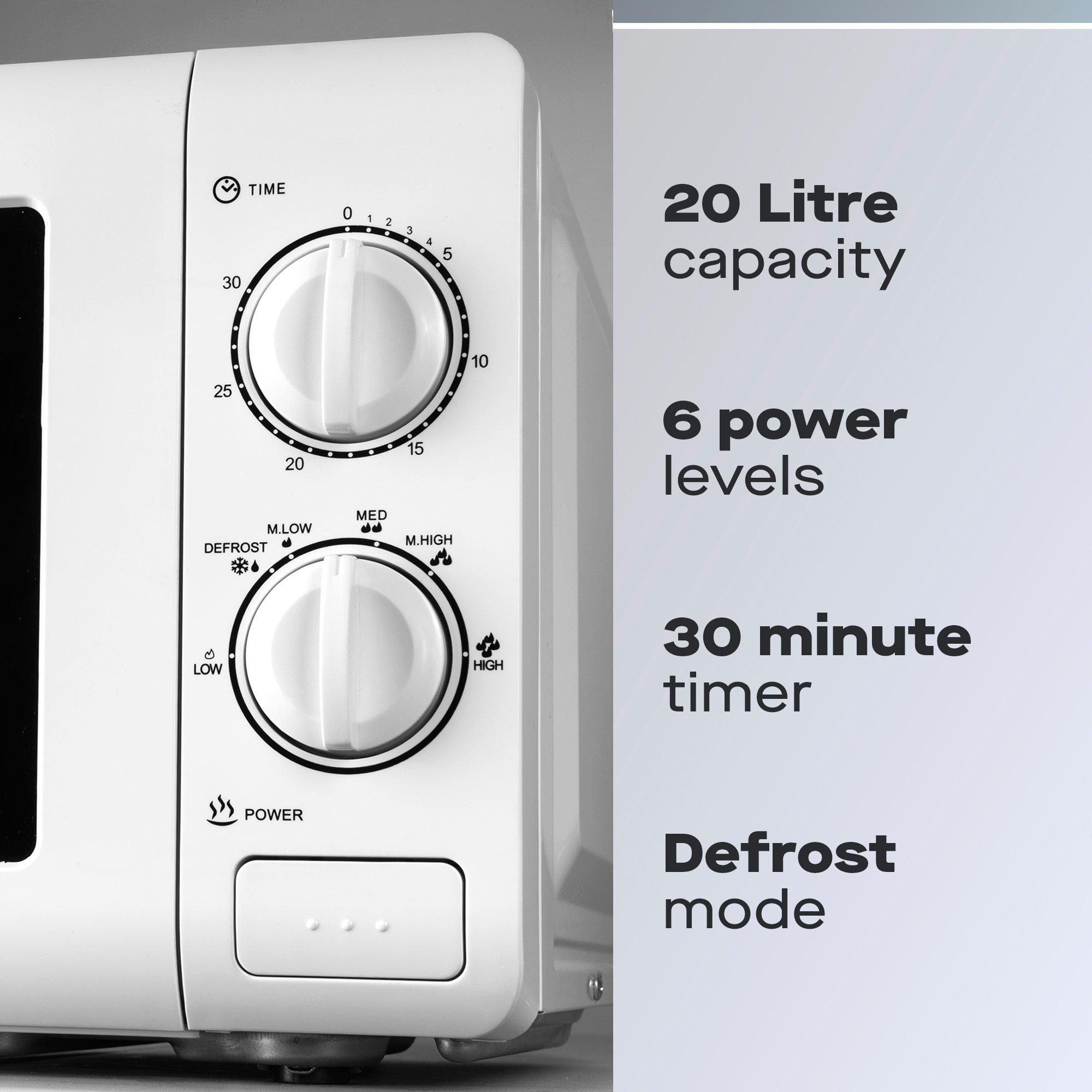 White - Daewoo Electricals - 20L White Manual 800W Microwave - 2