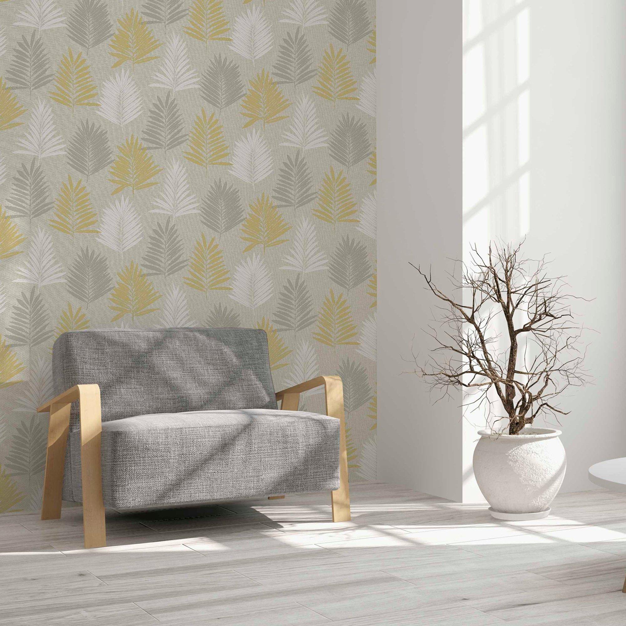 Yellow - Arthouse - Linen Palm Ochre/Grey sw12 - 3