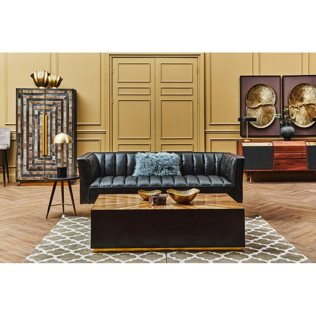 Fifty Five South  King Three Seater Sofa With Flared Arms - Black