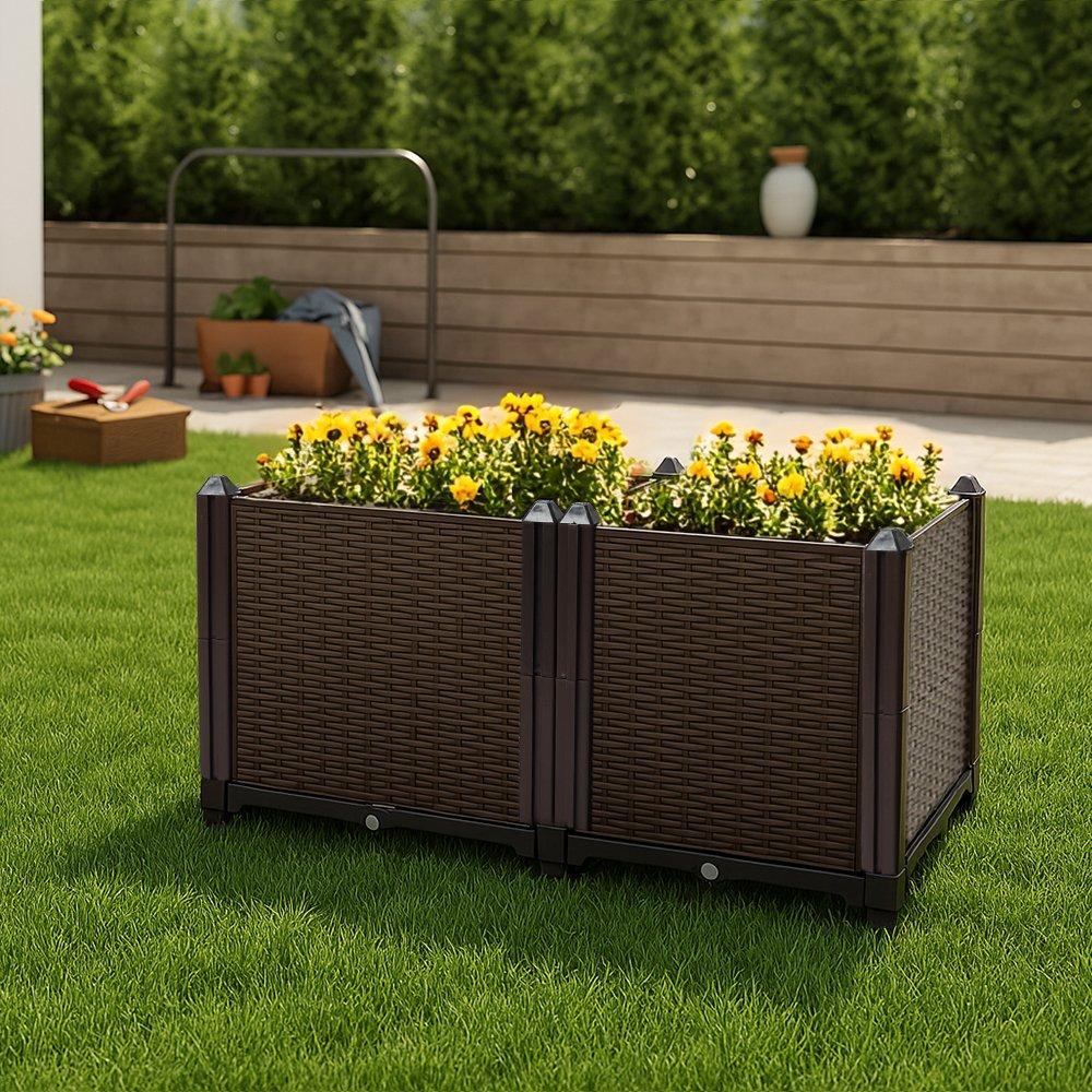 Brown - LIFE IDEAS - Plastic Raised Garden Bed Planter Box - 2