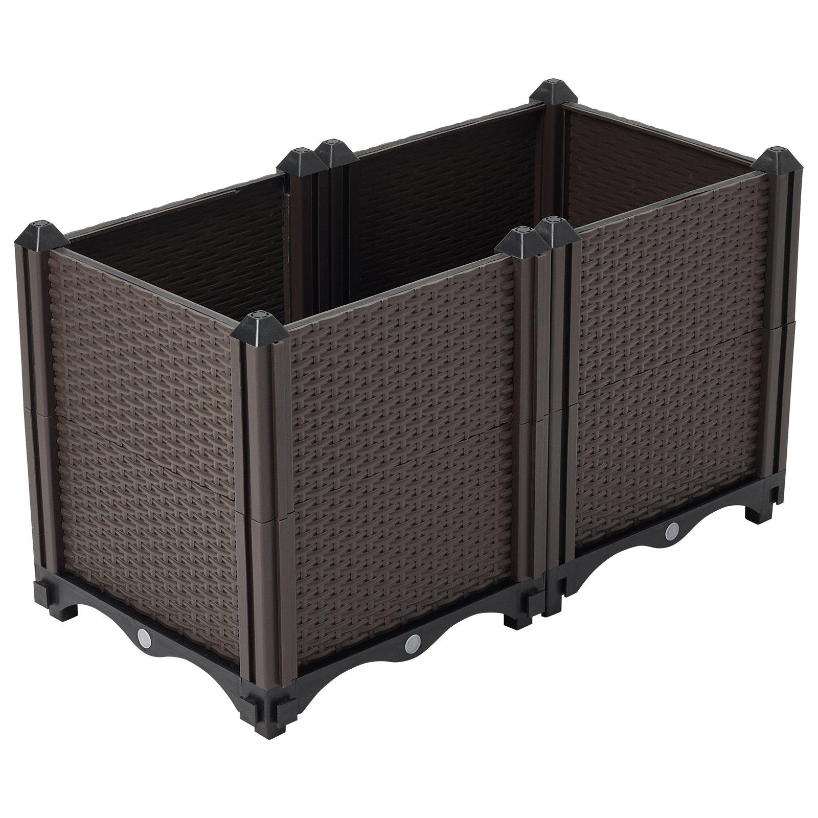 Brown - LIFE IDEAS - Plastic Raised Garden Bed Planter Box - 4