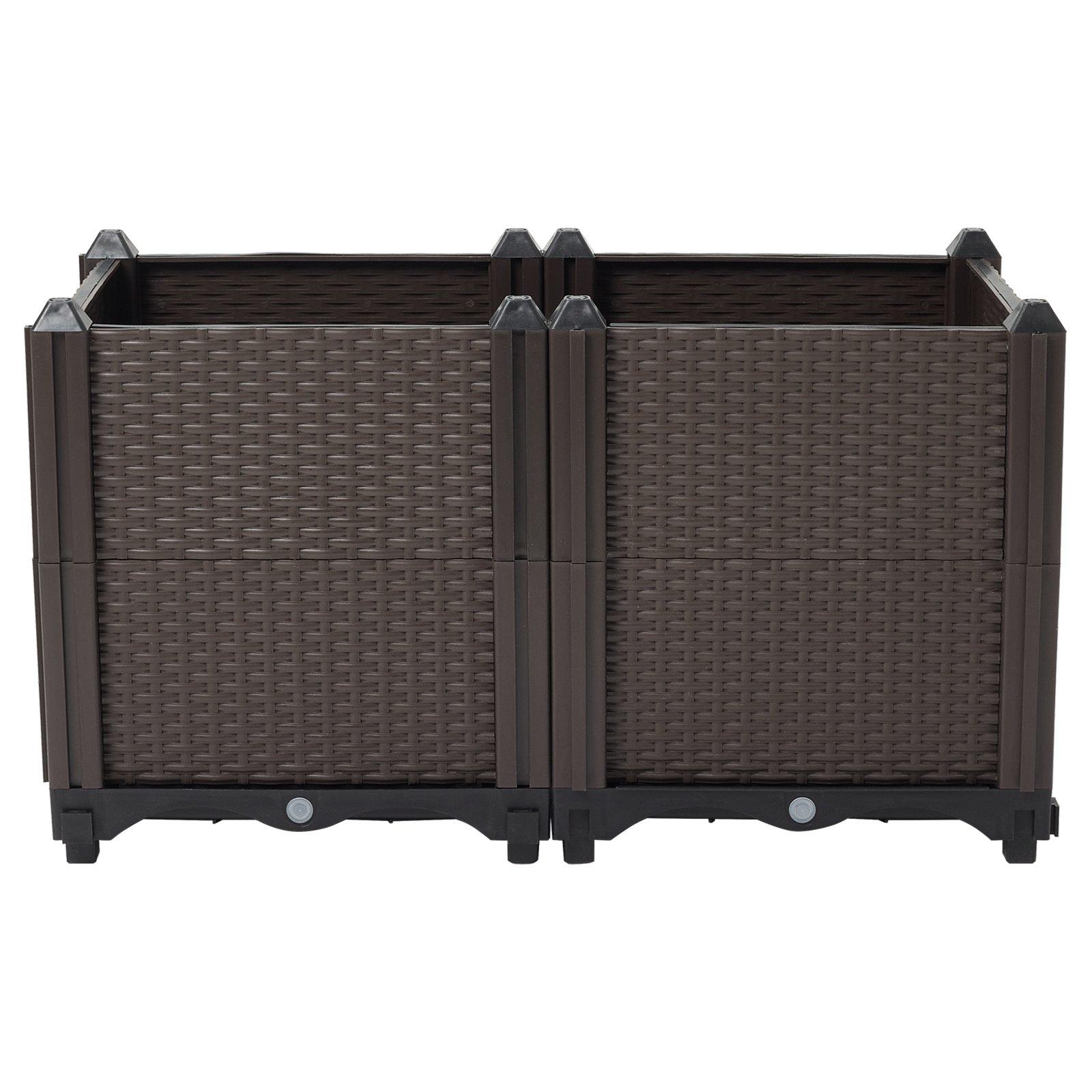 Brown - LIFE IDEAS - Plastic Raised Garden Bed Planter Box - 6