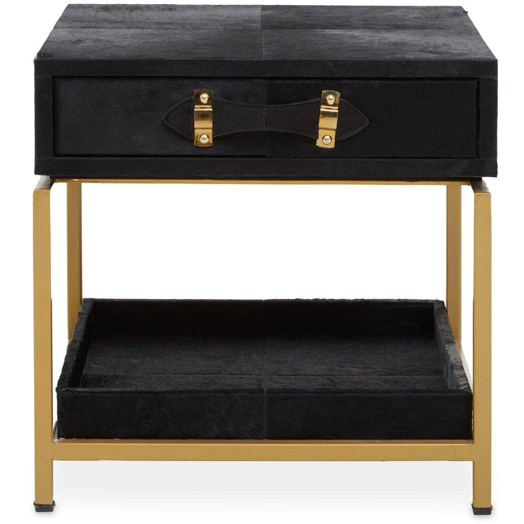 Fifty Five South  Kensington Townhouse Hair On Hide Bedside Table - Black