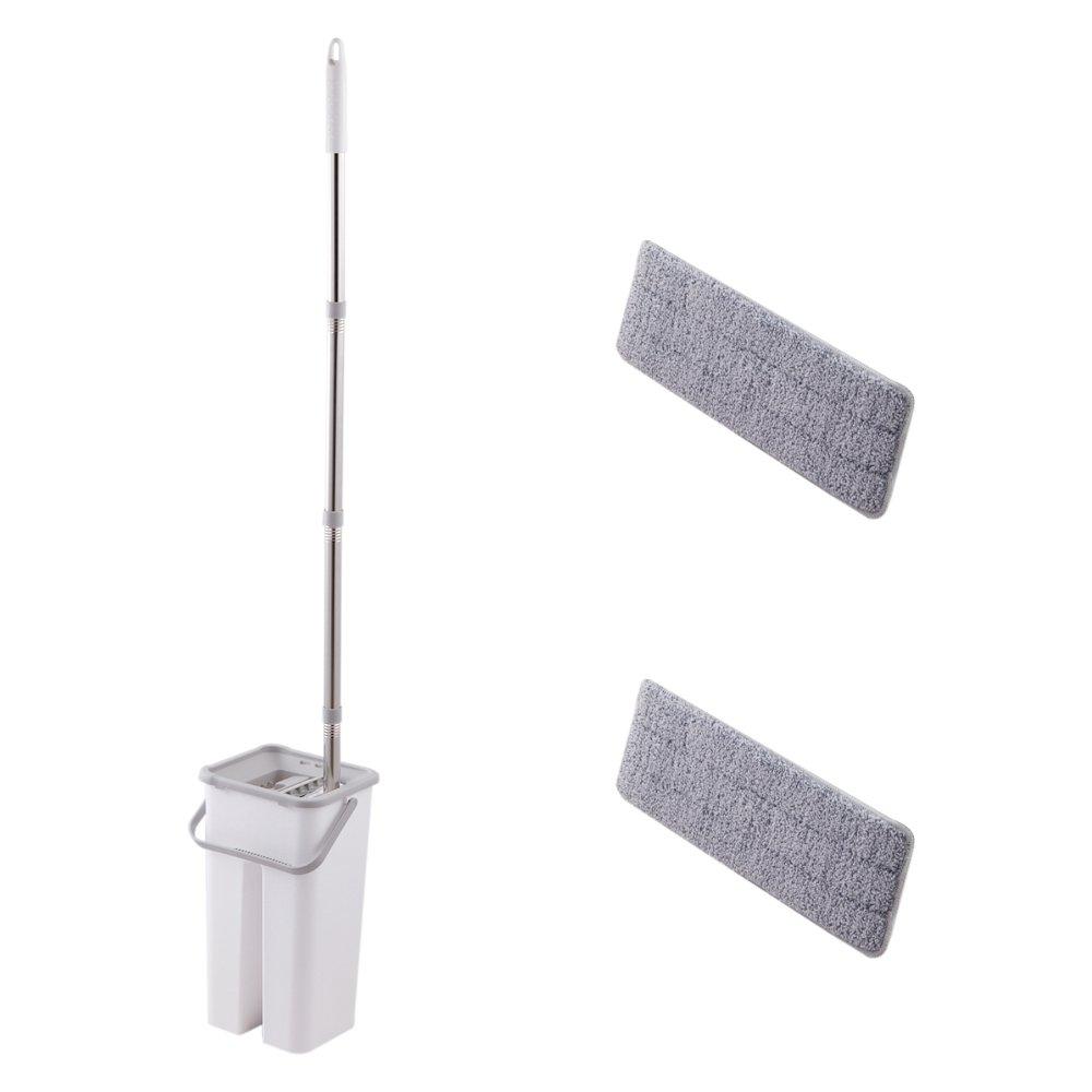 Grey & White - LIFE IDEAS - Flat Mop and Bucket Set for Floor Cleaning - 6