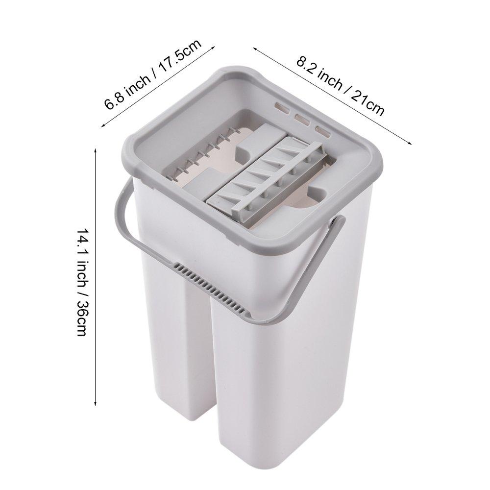 Grey & White - LIFE IDEAS - Flat Mop and Bucket Set for Floor Cleaning - 10