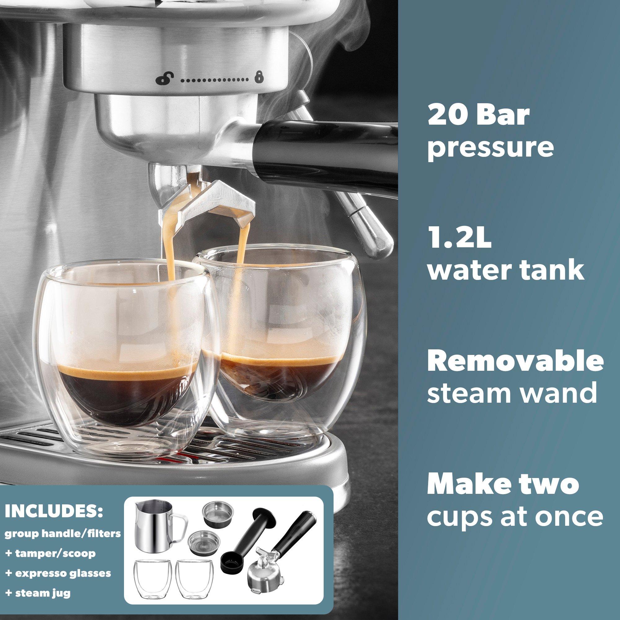 Silver - Daewoo Electricals - 20 BAR DIGITAL COMPACT ESPRESSO COFFEE MAKER - 2