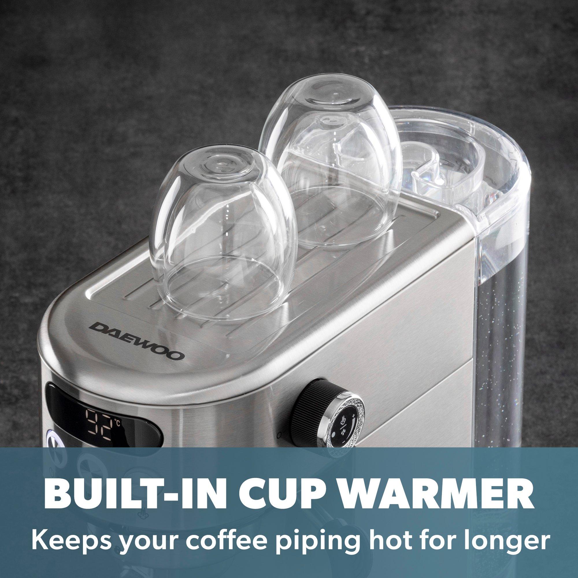 Silver - Daewoo Electricals - 20 BAR DIGITAL COMPACT ESPRESSO COFFEE MAKER - 4