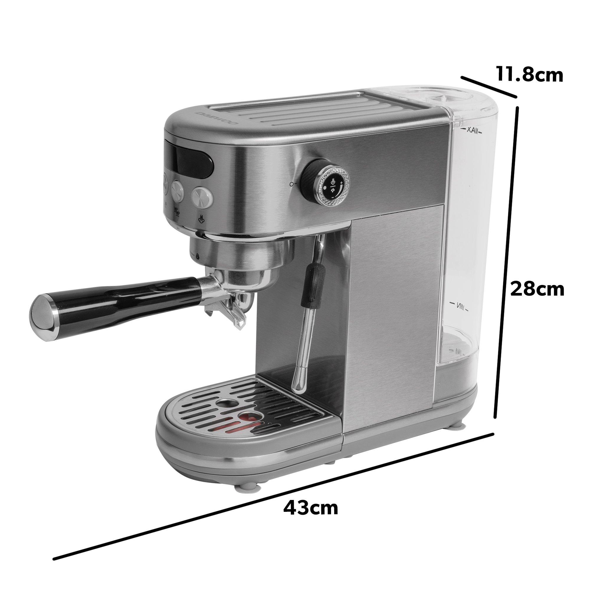 Silver - Daewoo Electricals - 20 BAR DIGITAL COMPACT ESPRESSO COFFEE MAKER - 7