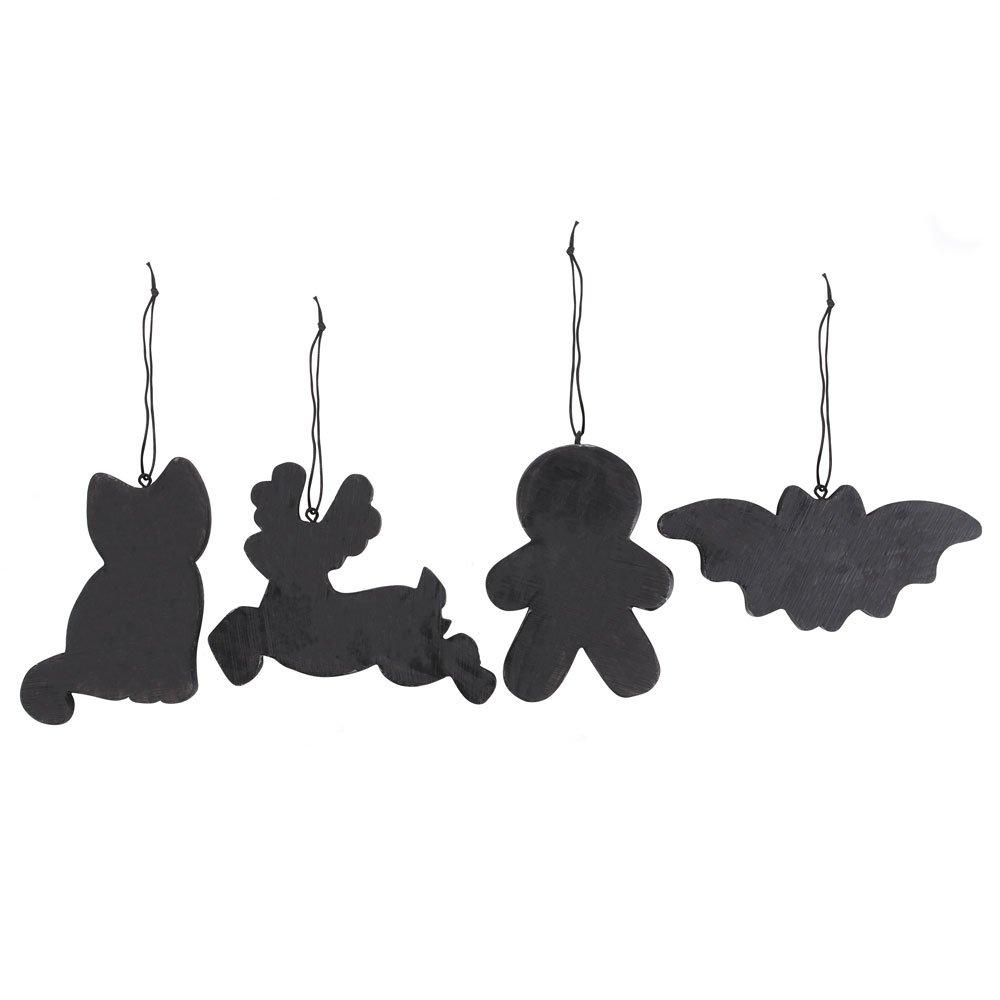 Black - Something Different - Set of 4 Black Creepy Skeleton Cookie Ornaments - 3