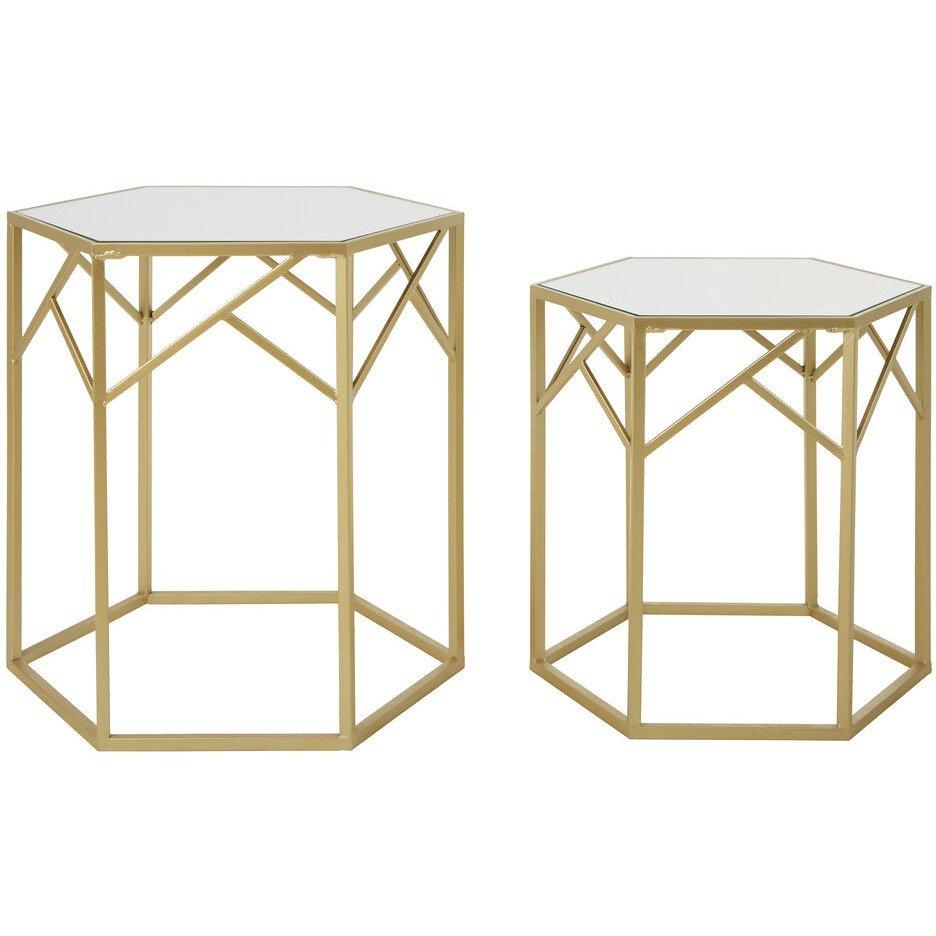 Interiors By Premier  Avantis Set Of 2 Hexagonal Side Tables - Gold