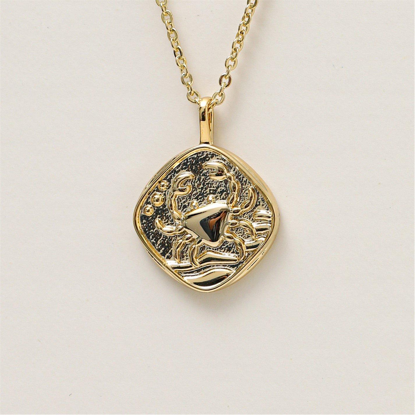 Gold - Jon Richard - Gold Plated Molten Horoscope Necklace - Cancer - 3