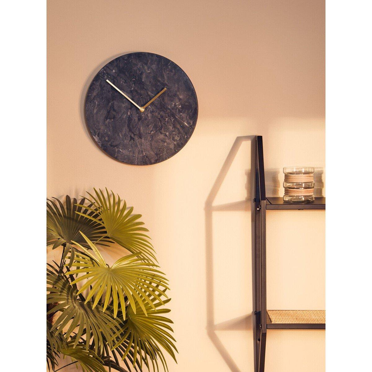 Marble - Premier Housewares - Lamonte 30cm Dia Black Marble Wall Clock - 2