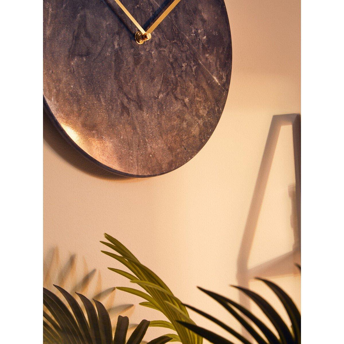 Marble - Premier Housewares - Lamonte 30cm Dia Black Marble Wall Clock - 3