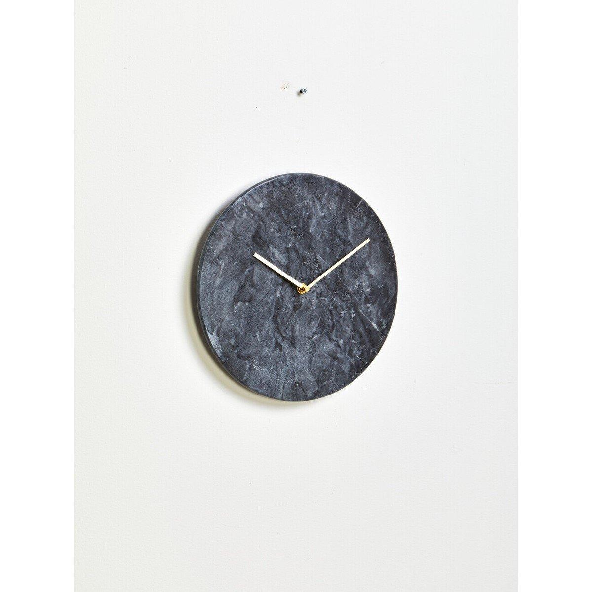 Marble - Premier Housewares - Lamonte 30cm Dia Black Marble Wall Clock - 5