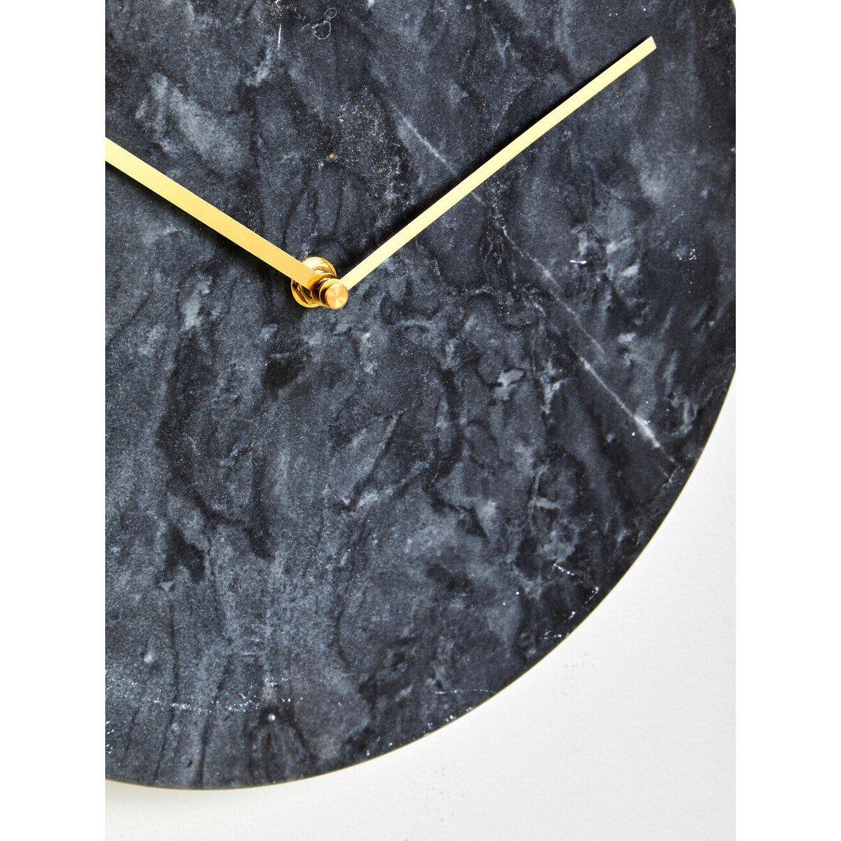 Marble - Premier Housewares - Lamonte 30cm Dia Black Marble Wall Clock - 7