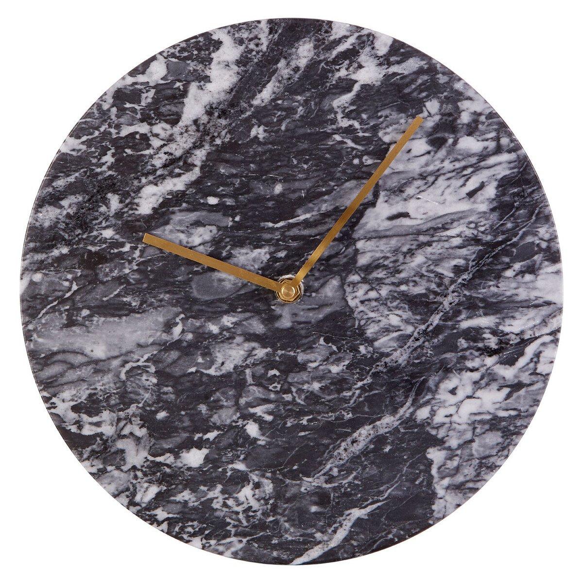 Marble - Premier Housewares - Lamonte 30cm Dia Black Marble Wall Clock - 8