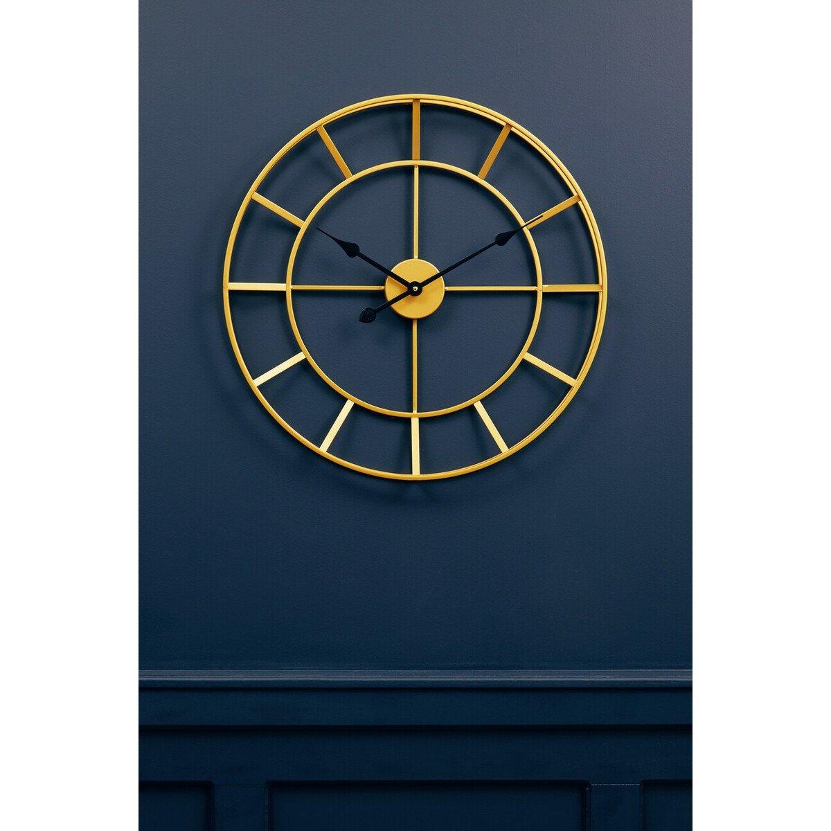 Gold - Premier Housewares - Kent 60cm Dia Large Gold Finish Metal Wall Clock - 1
