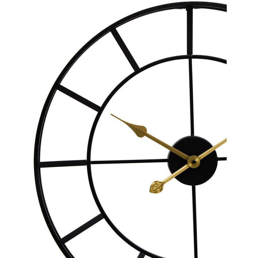 Black - Premier Housewares - Kent 60cm Dia Large Black Finish Metal Wall Clock - 6