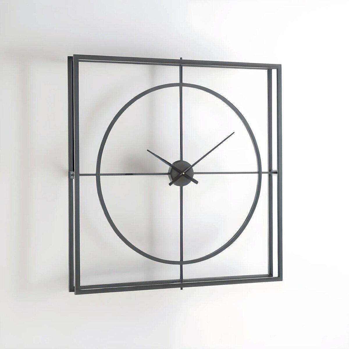 Black - Premier Housewares - Trinity 105cm Dia Rust Finish Wall Clock - 1