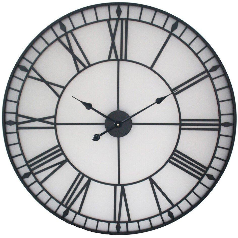 Black White - Premier Housewares - Genova 80cm Dia Large Black and White LED Wall Clo - 2