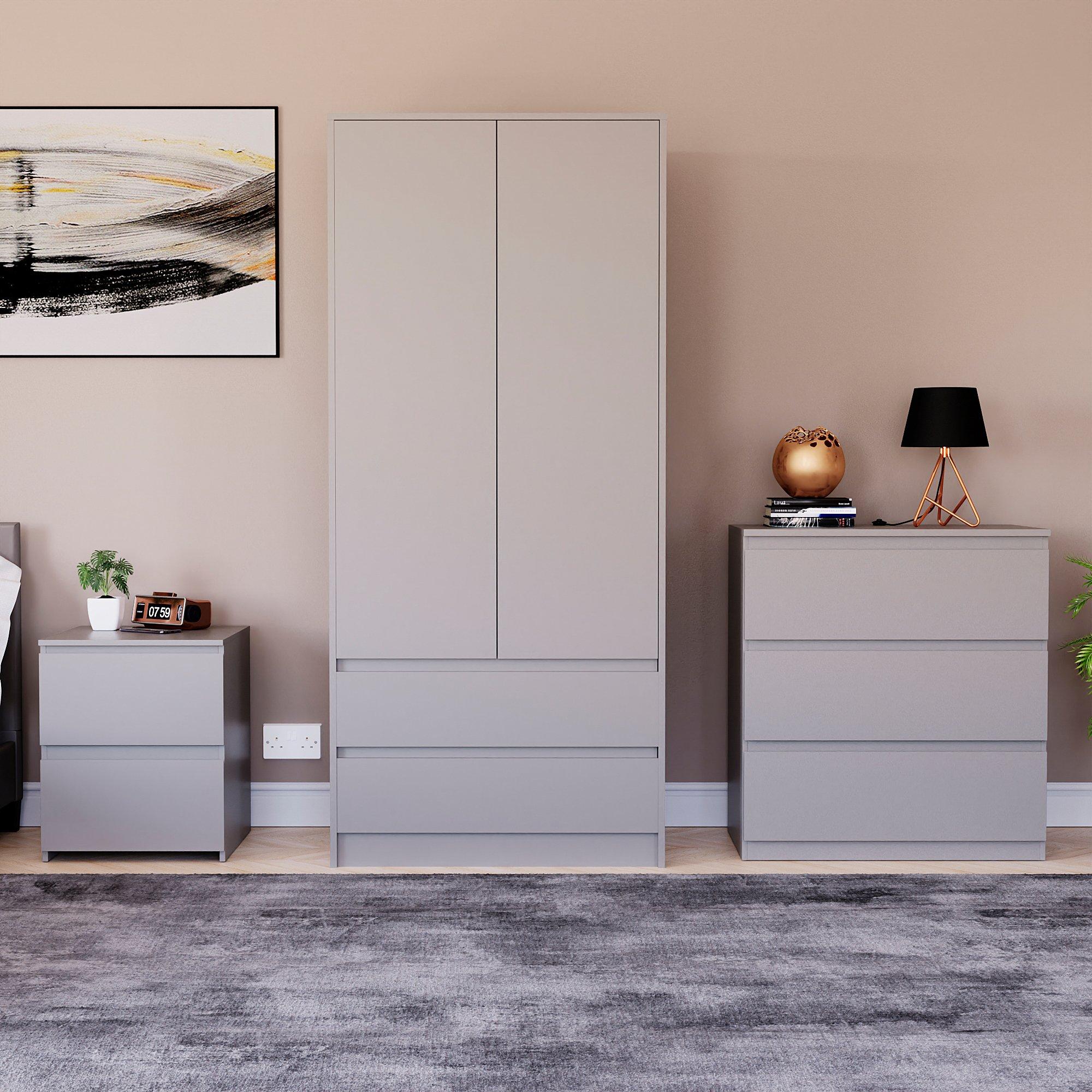 Grey - Lassic - Vida Designs 3 Piece Denver Bedroom Set 1 - 2
