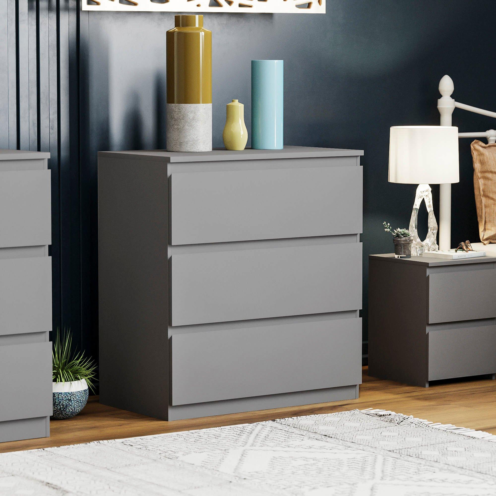 Grey - Lassic - Vida Designs 3 Piece Denver Bedroom Set 1 - 6
