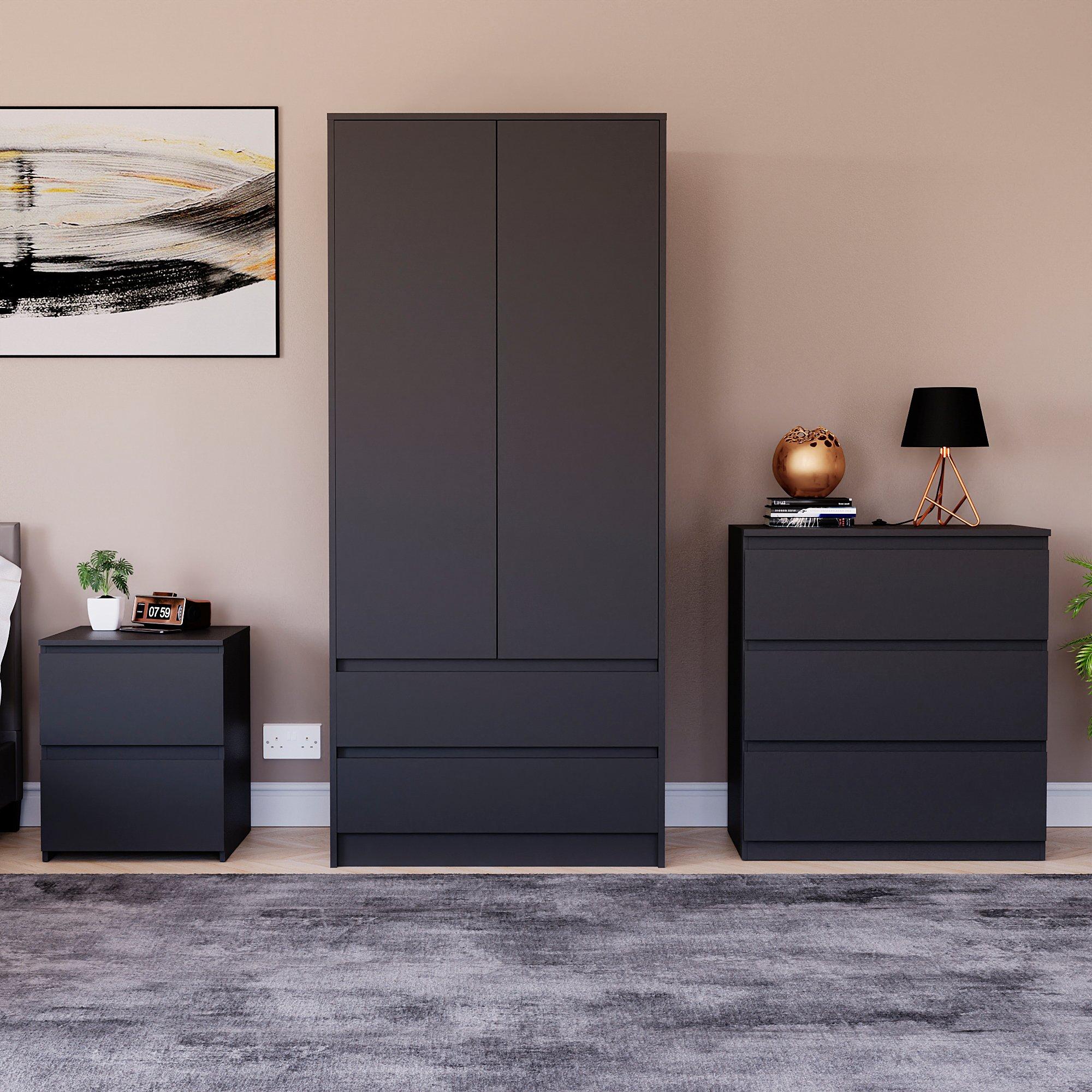 Black - Lassic - Vida Designs 3 Piece Denver Bedroom Set 1 - 2