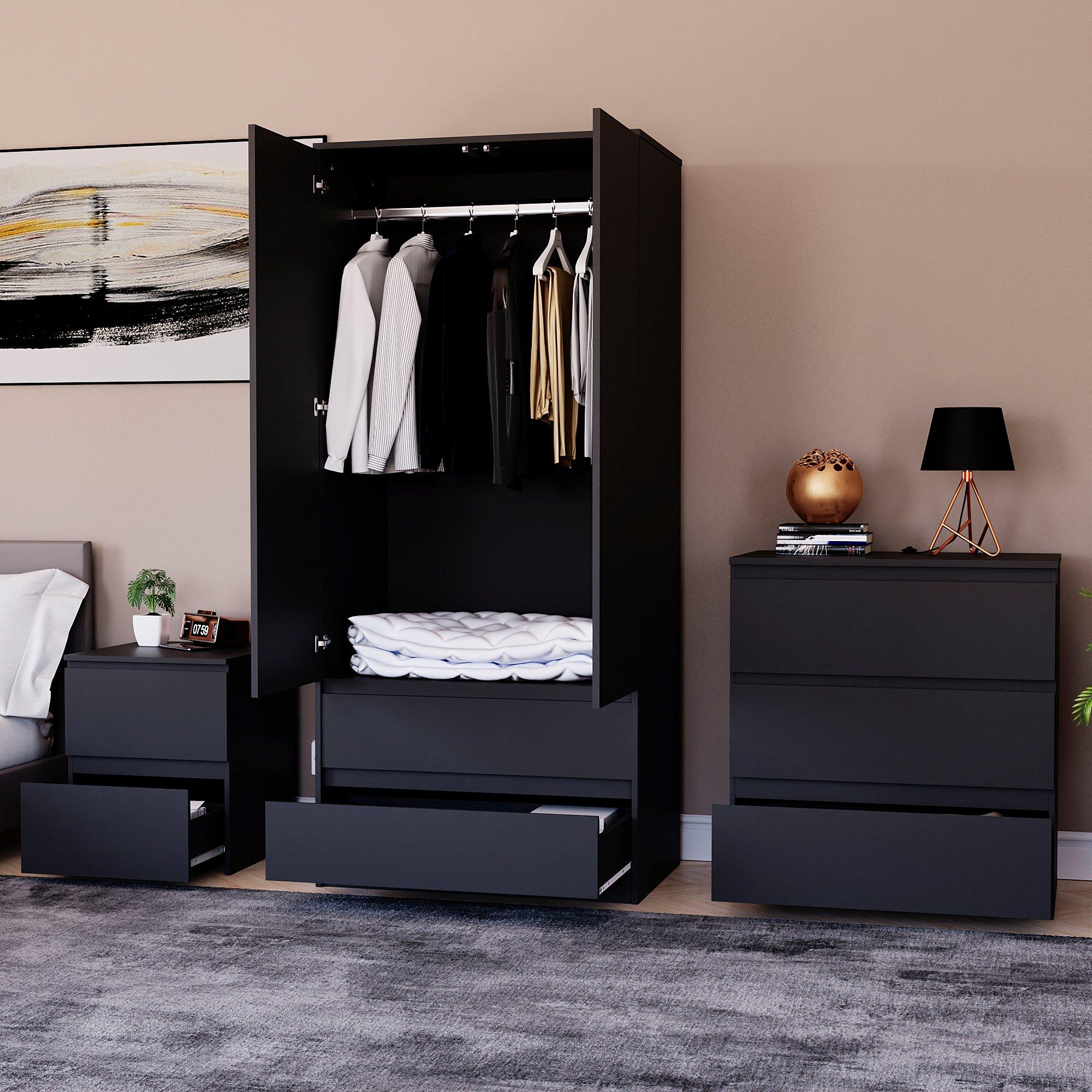 Black - Lassic - Vida Designs 3 Piece Denver Bedroom Set 1 - 3