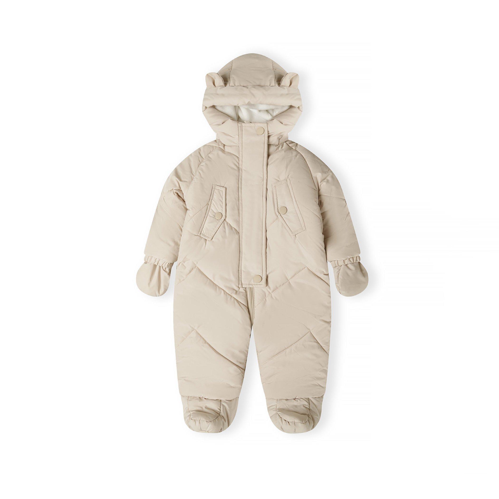 Minoti Boys snowsuit with ears fleece lining and mittens grey - Stone