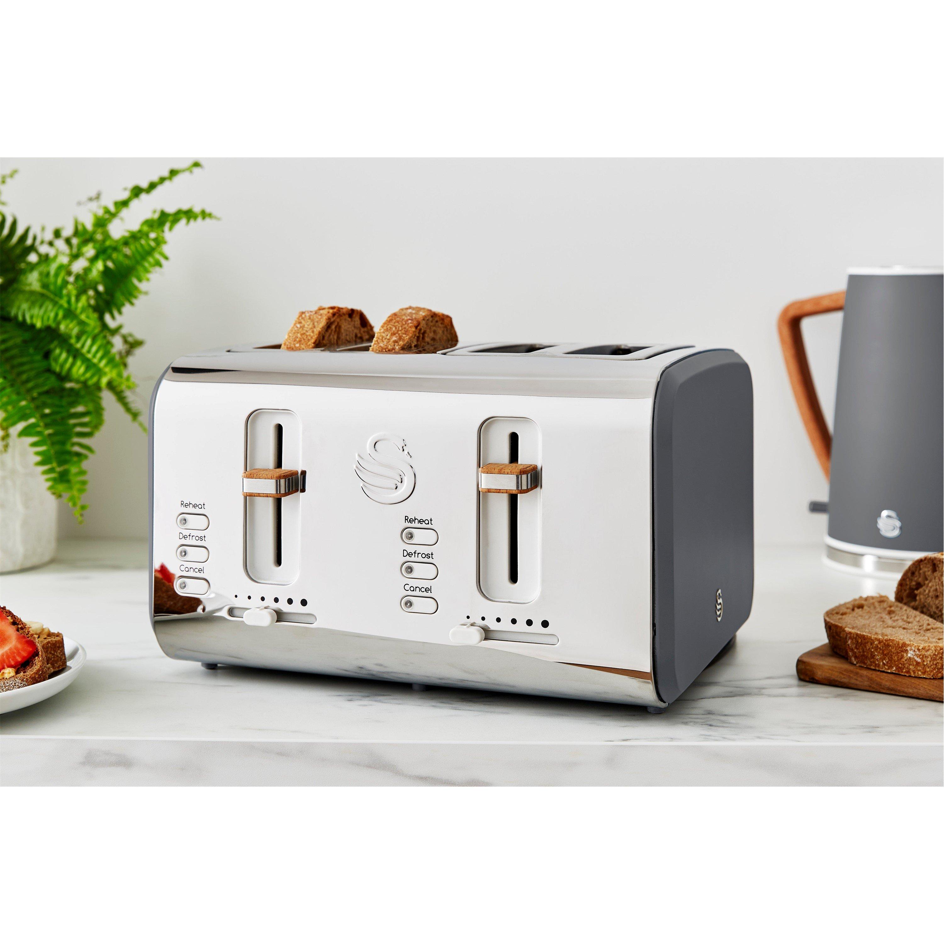 Grey - Swan - 4 Slice Nordic Style Toaster - 3