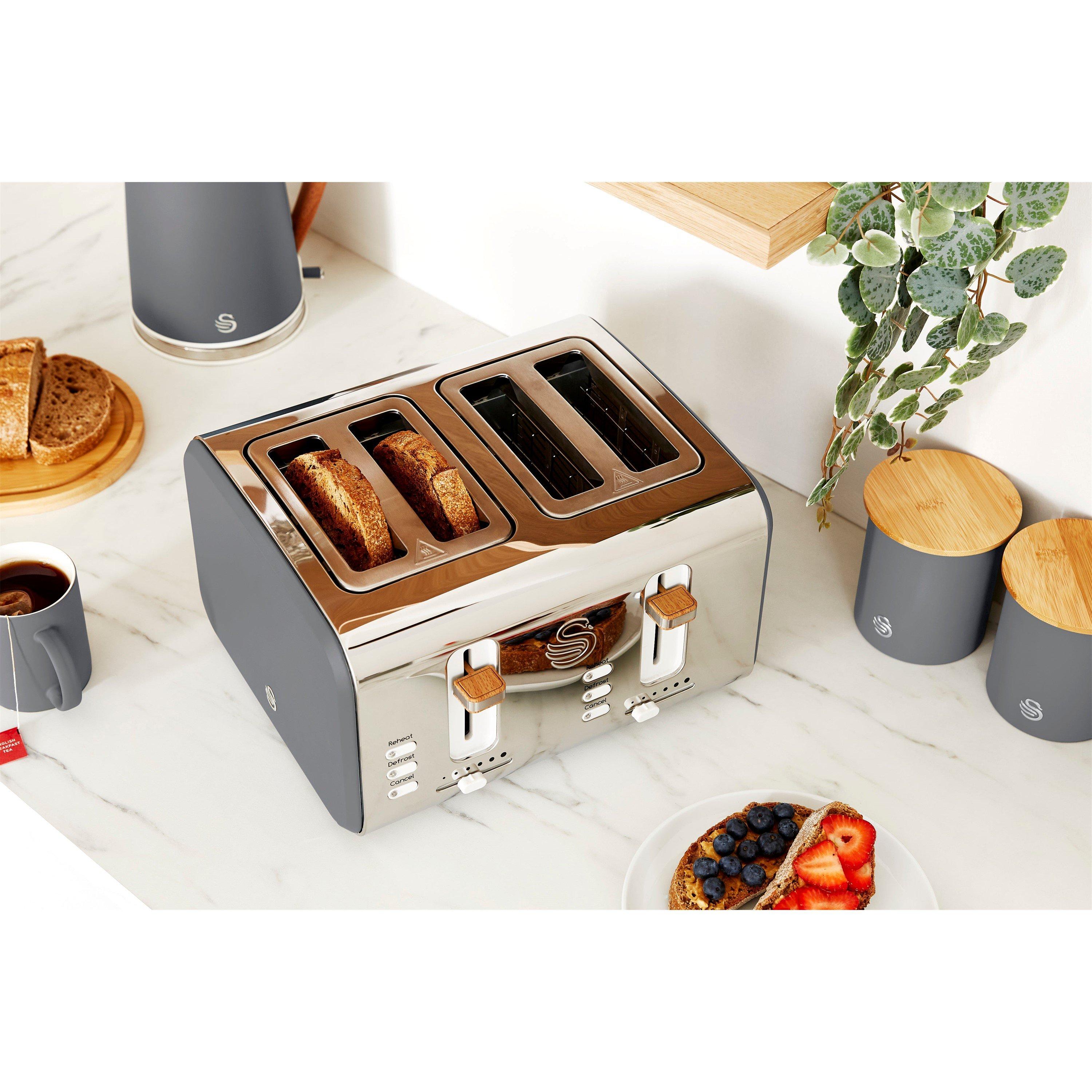 Grey - Swan - 4 Slice Nordic Style Toaster - 4