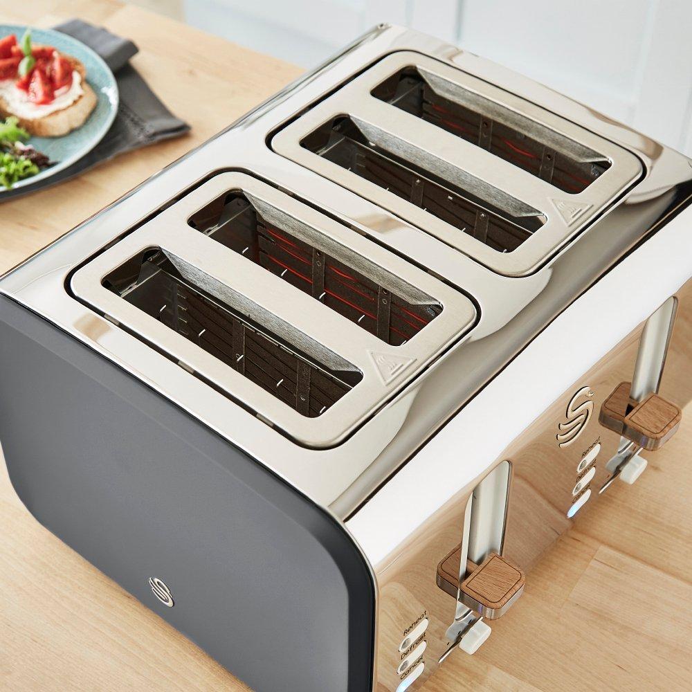 Grey - Swan - 4 Slice Nordic Style Toaster - 6