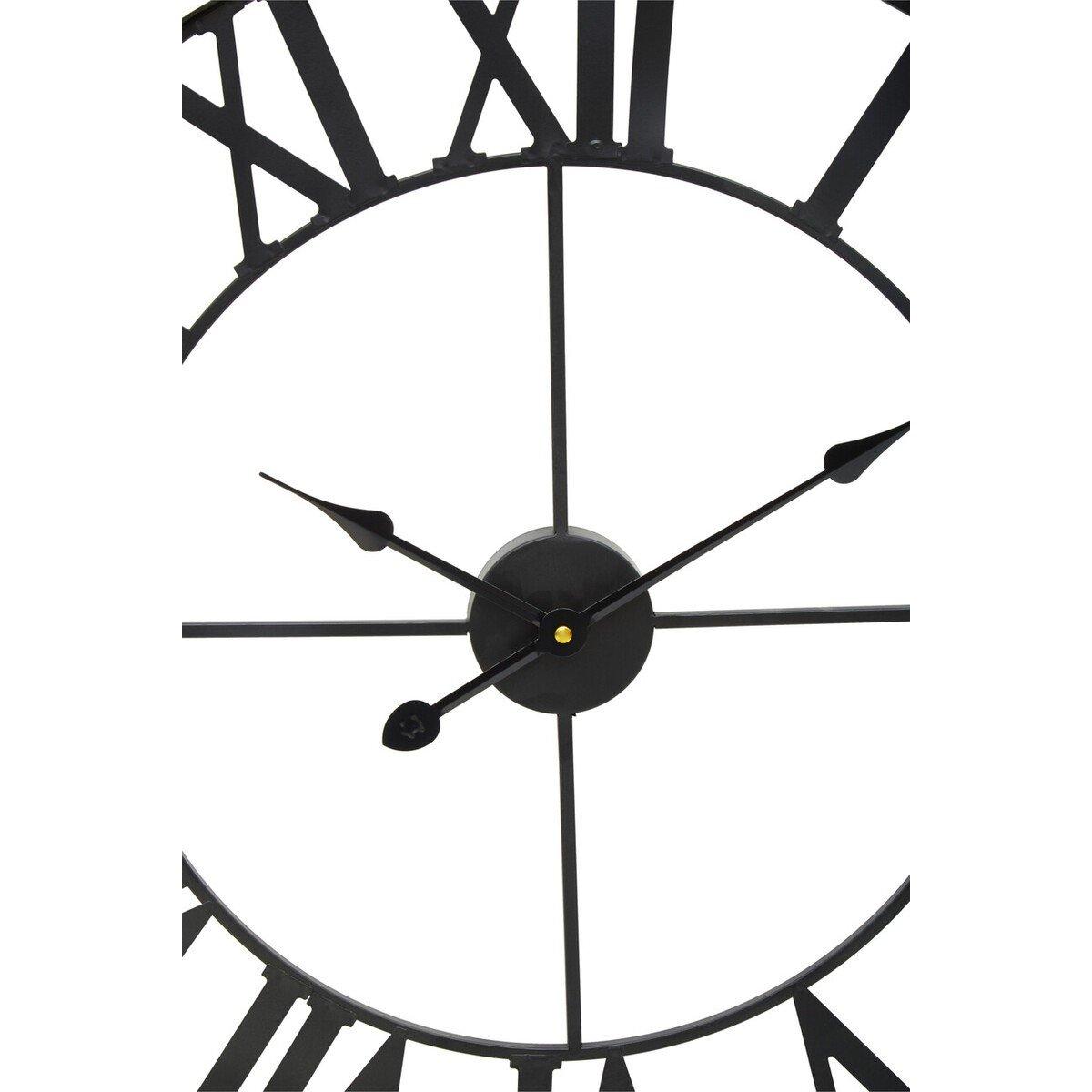 Black - Premier Housewares - Genova 60cm Dia Black Metal Wall Clock - 7