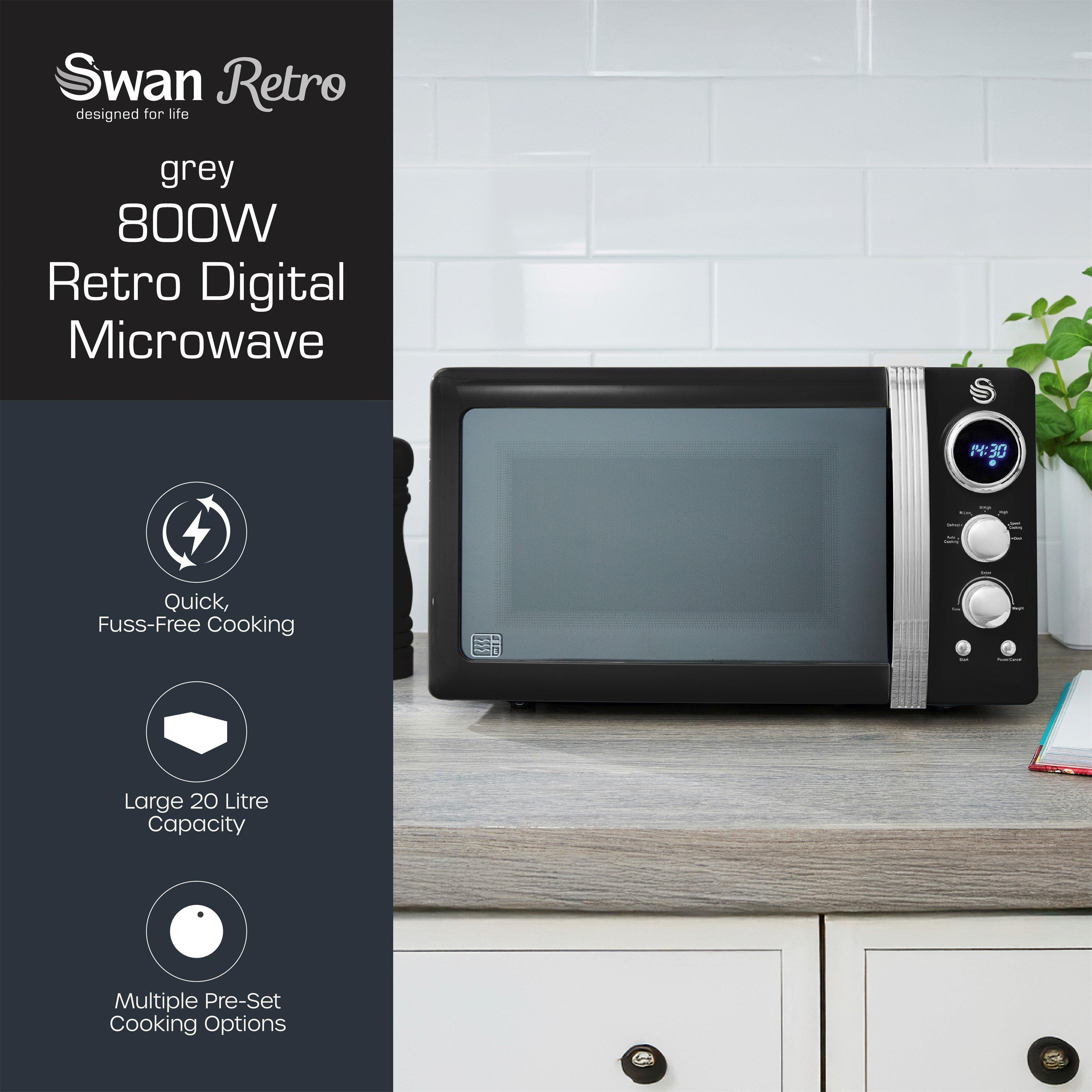 Black - Swan - Swan Digital Retro Microwave 800W - Black - 2