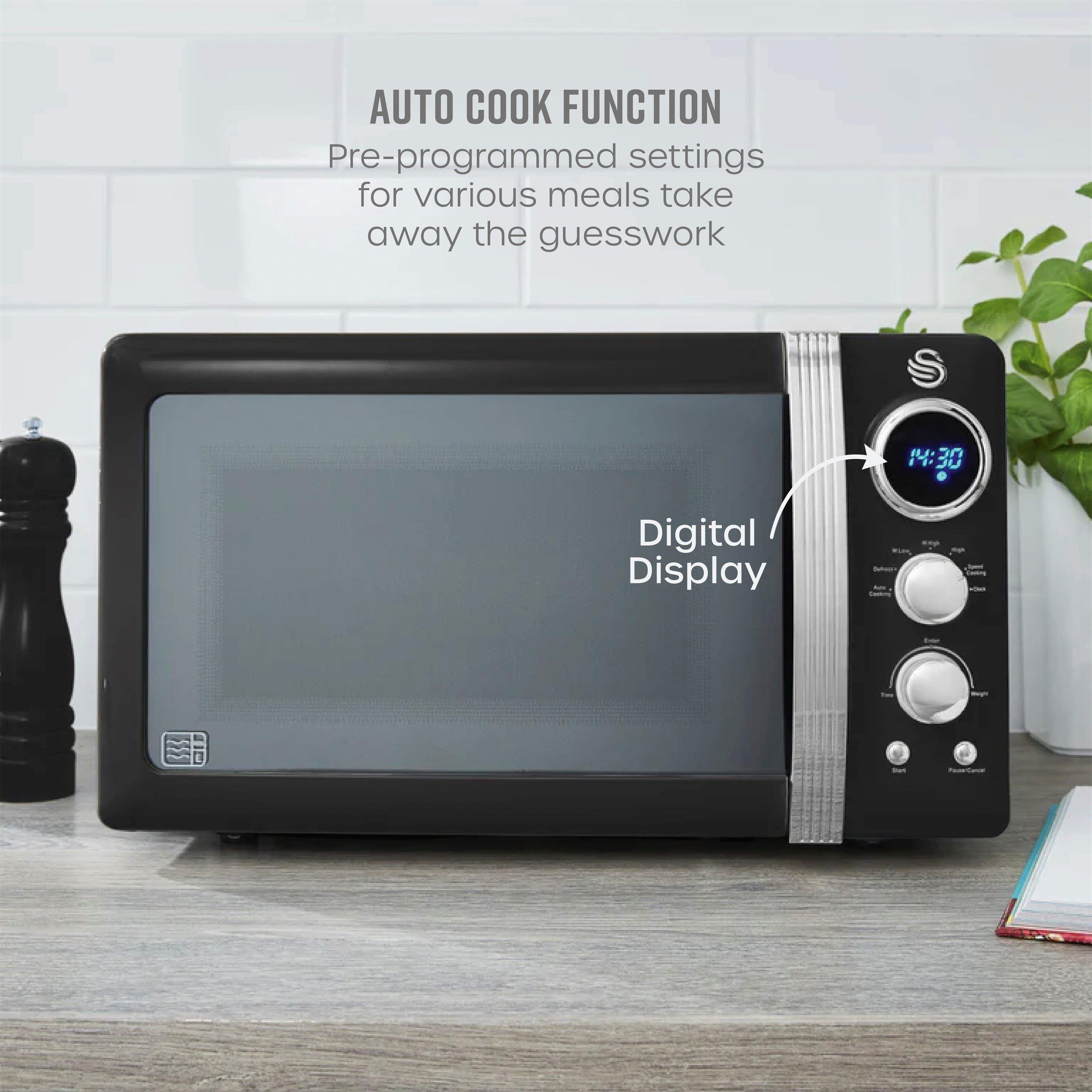 Black - Swan - Swan Digital Retro Microwave 800W - Black - 4