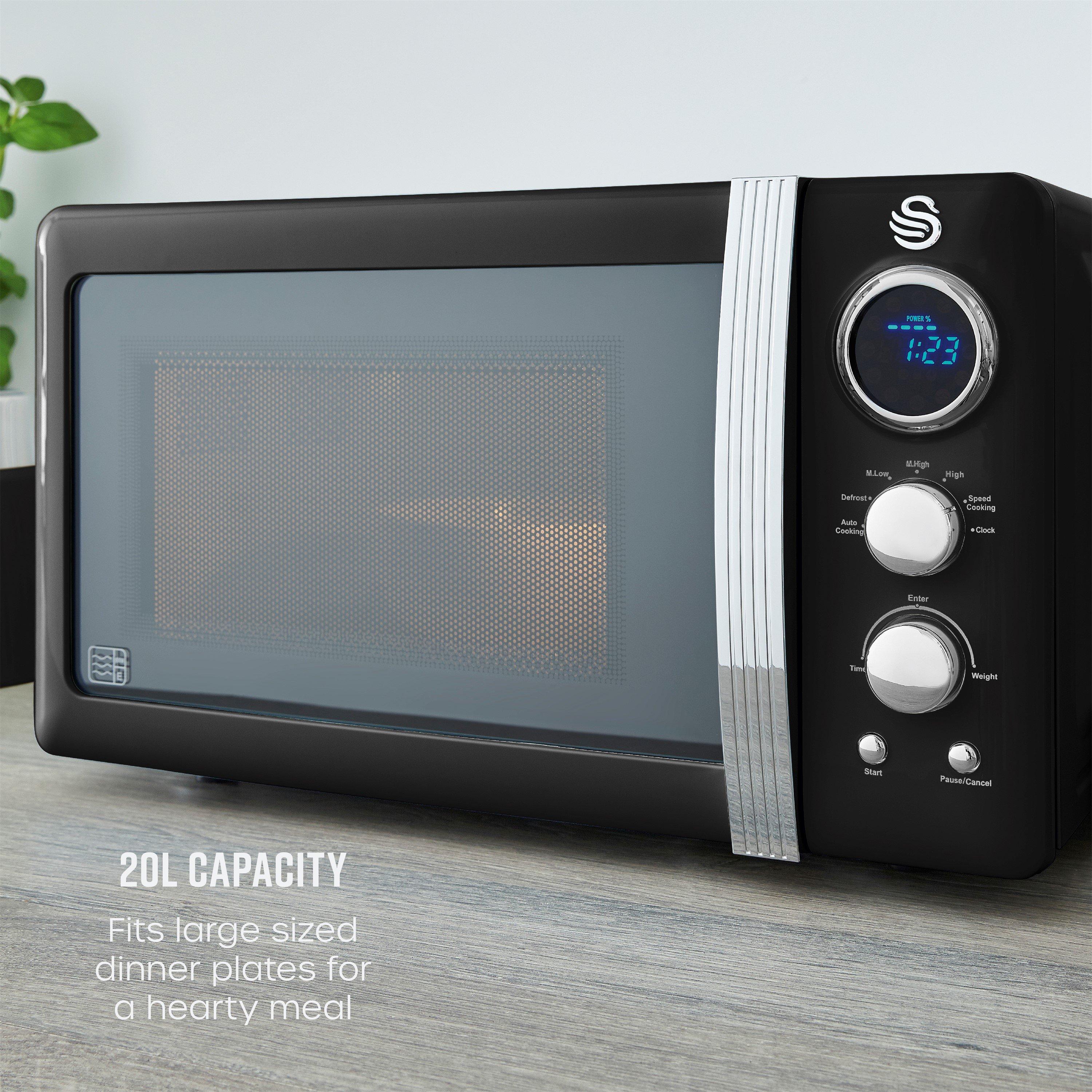 Black - Swan - Swan Digital Retro Microwave 800W - Black - 5