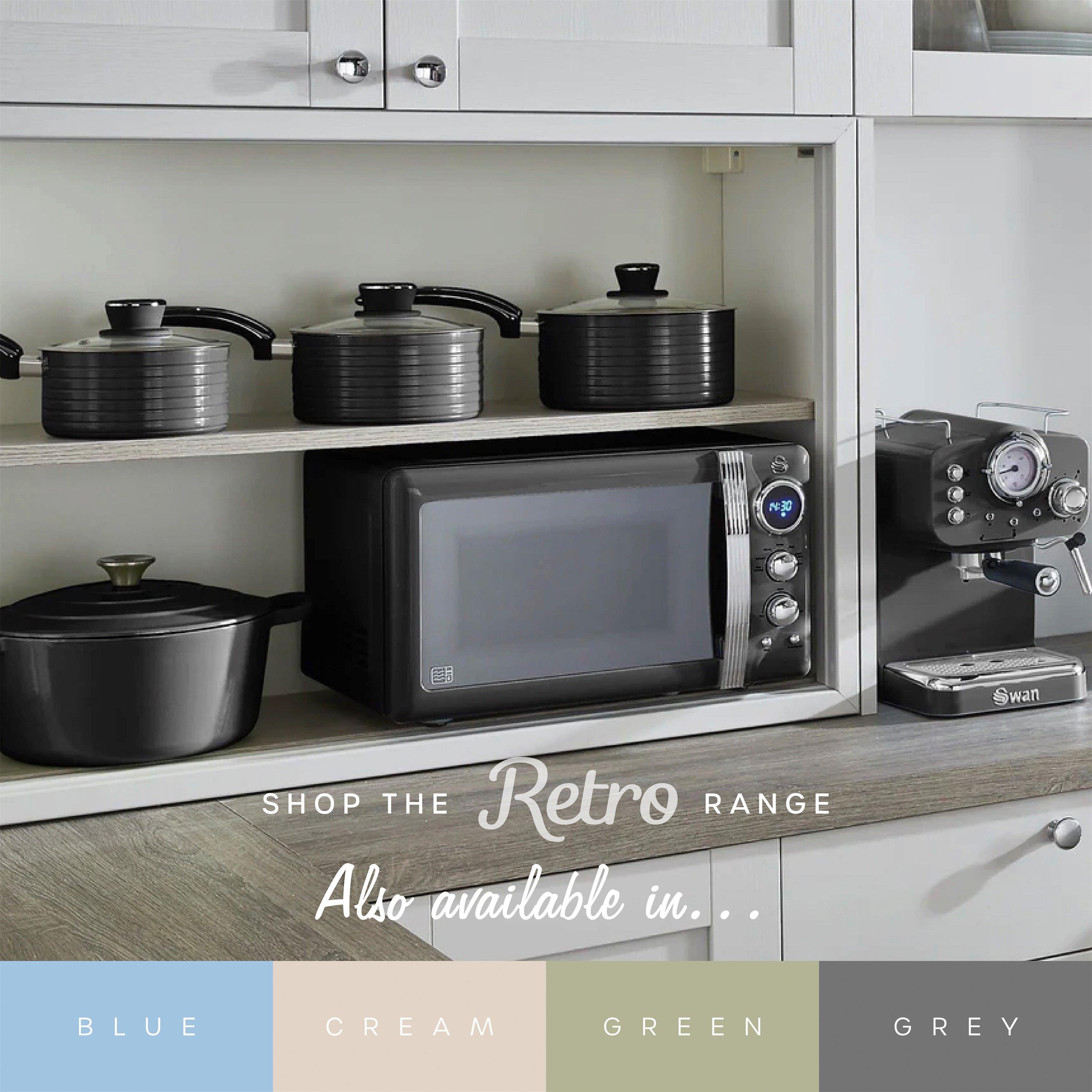 Black - Swan - Swan Digital Retro Microwave 800W - Black - 8