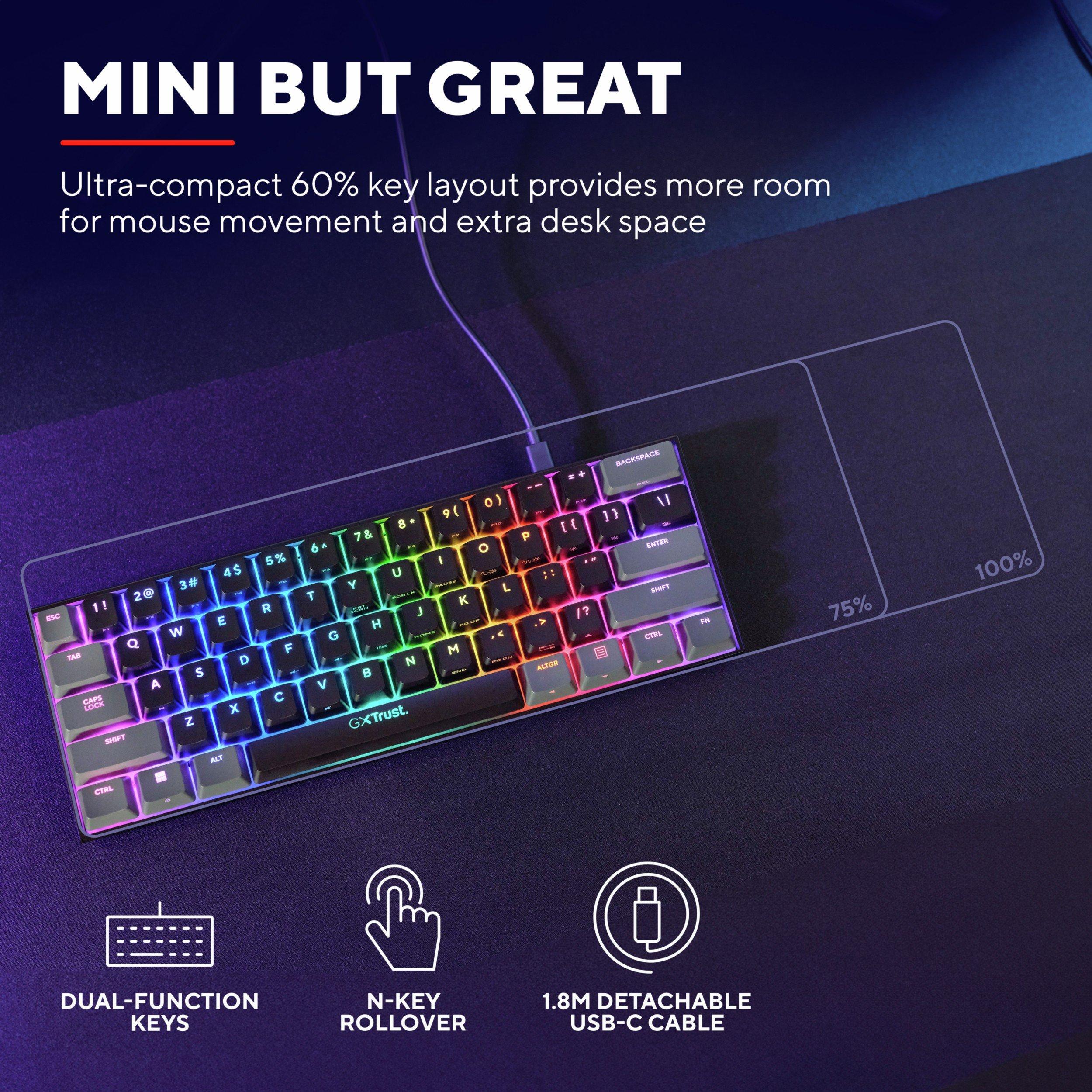 Schwarz - Trust - GXT 867 Acira 60% Wired Mechanical Keyboard - 6
