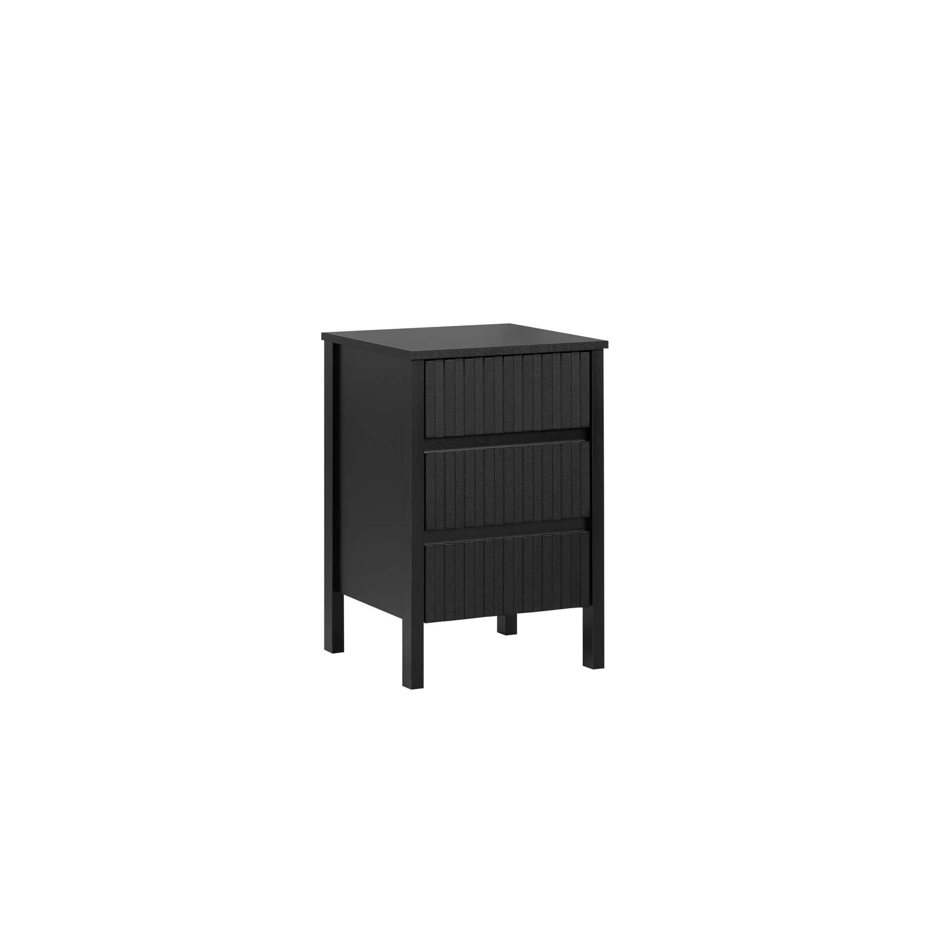 Black - Birlea - Axis 3 Drawer Fluted Bedside - 5