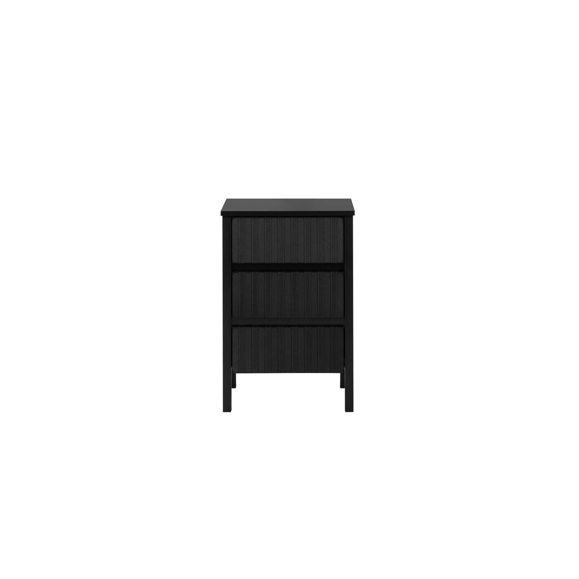 Black - Birlea - Axis 3 Drawer Fluted Bedside - 6