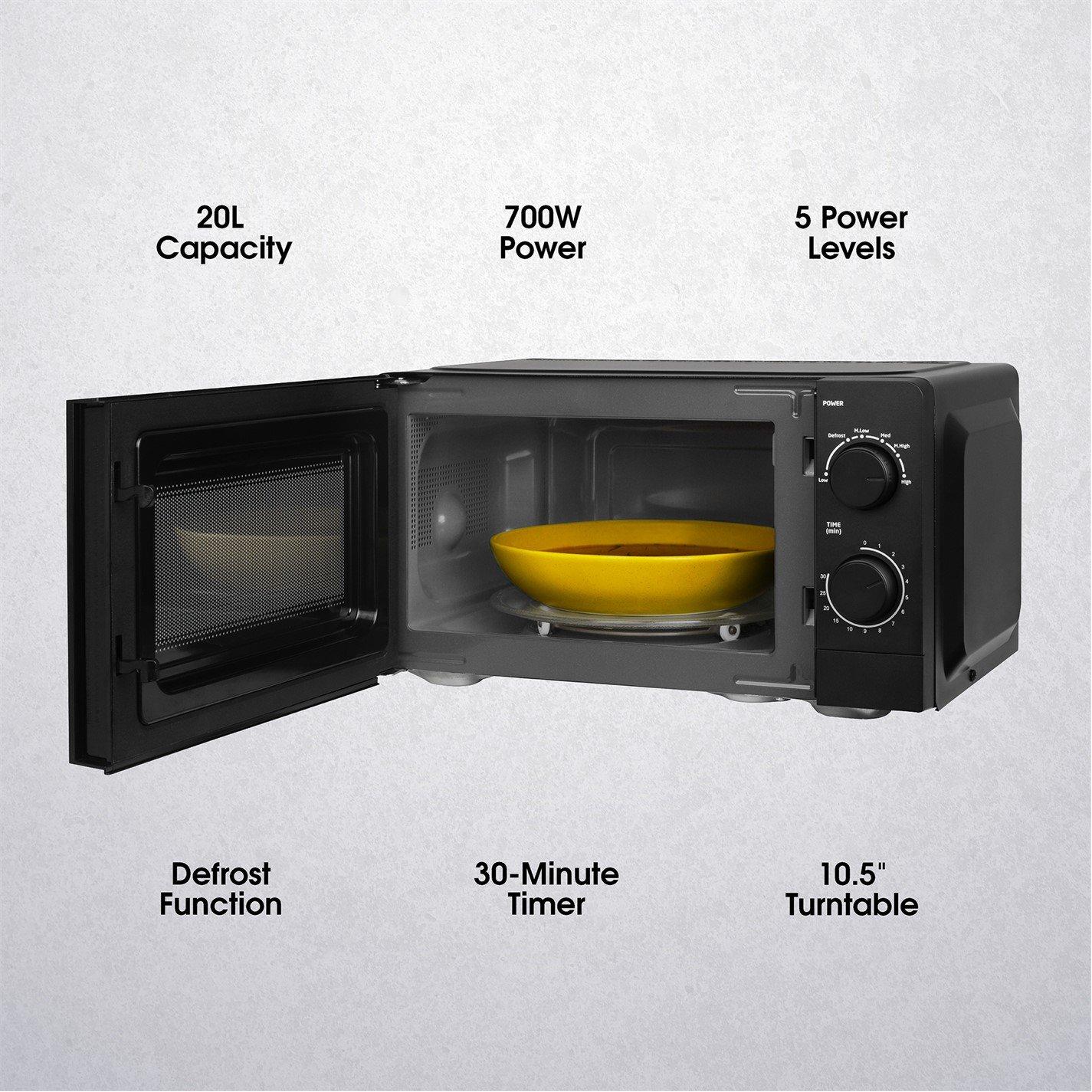 Black - Abode - AMM2005B 20L Black Manual Microwave - 3