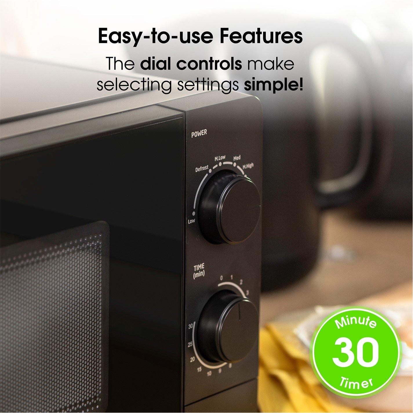 Black - Abode - AMM2005B 20L Black Manual Microwave - 9