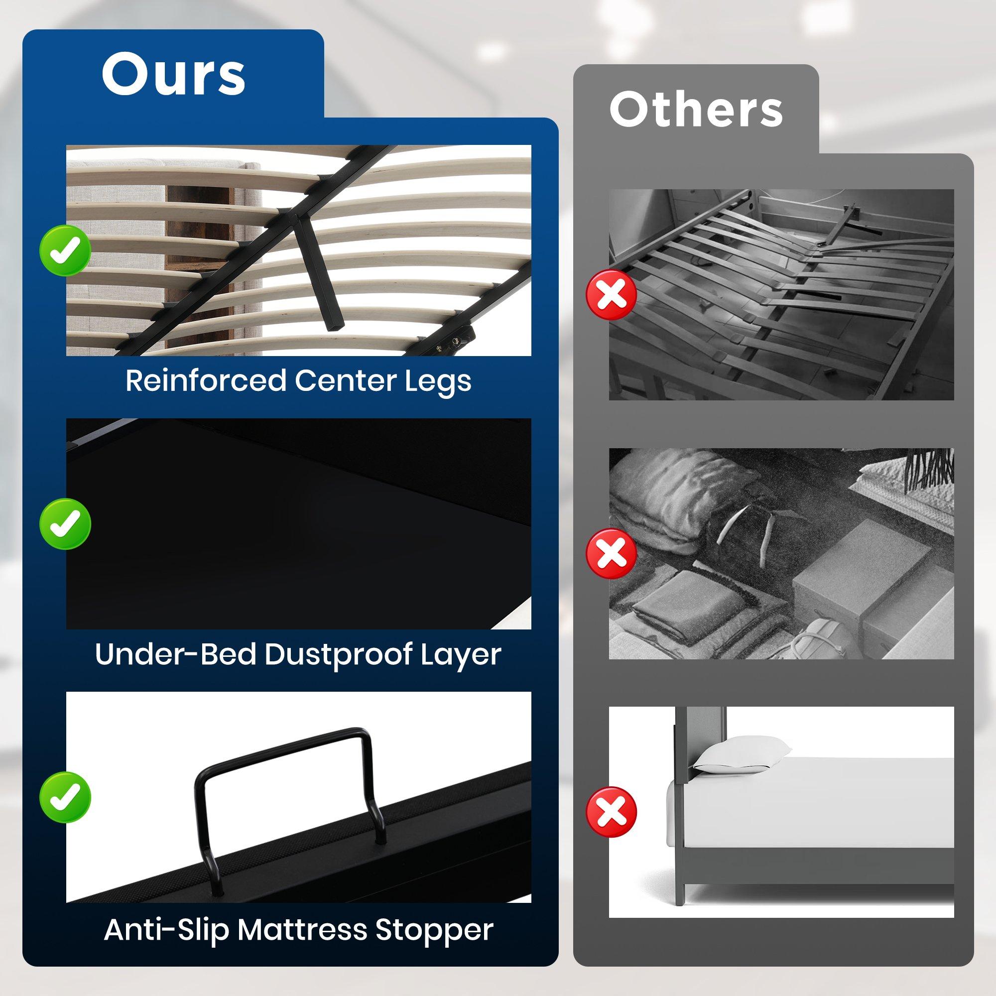 Beige - Urban Meuble - Stylish Beige Bed with Storage Double Size - 8