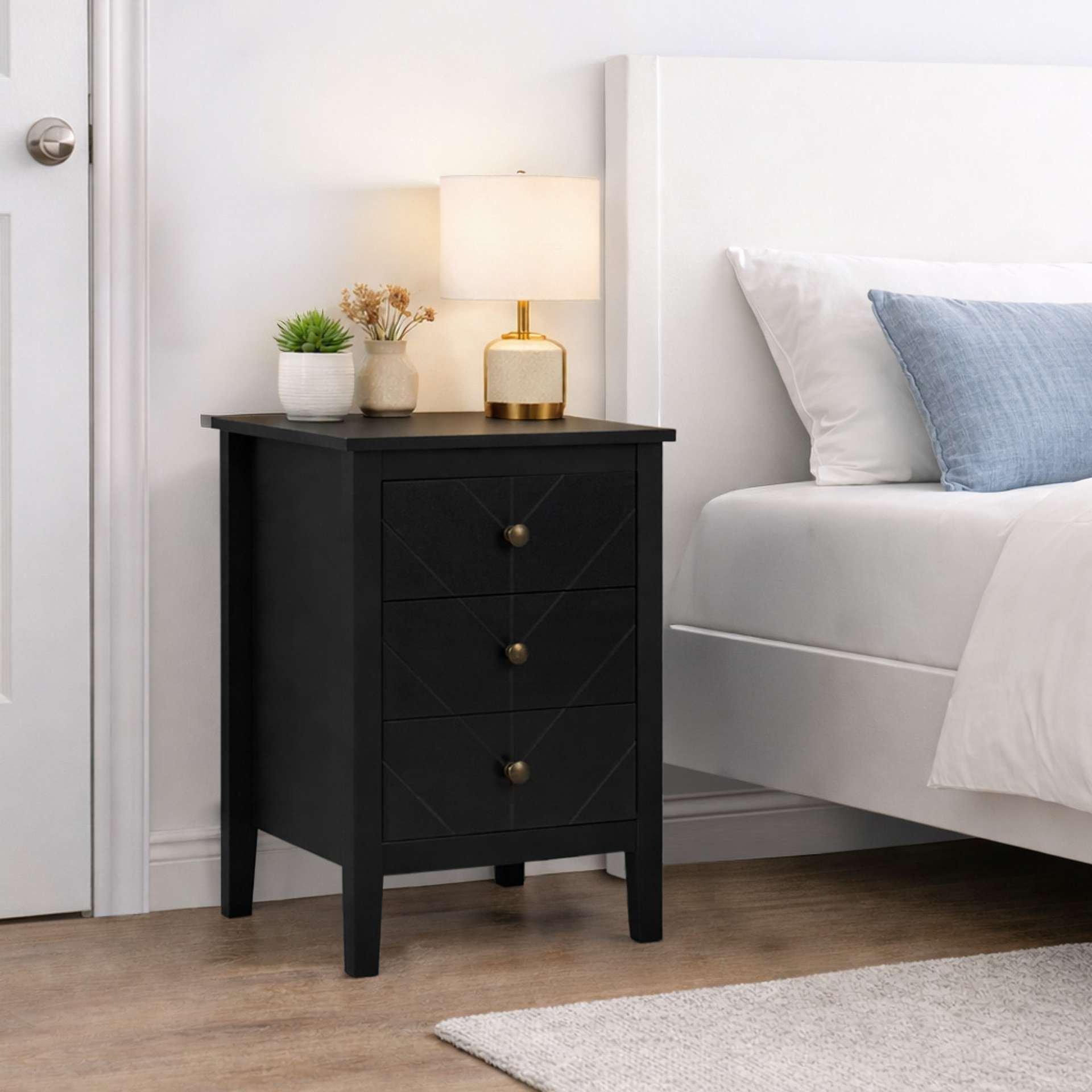 Black - Birlea - Emerson 3 Drawer Bedside - 1