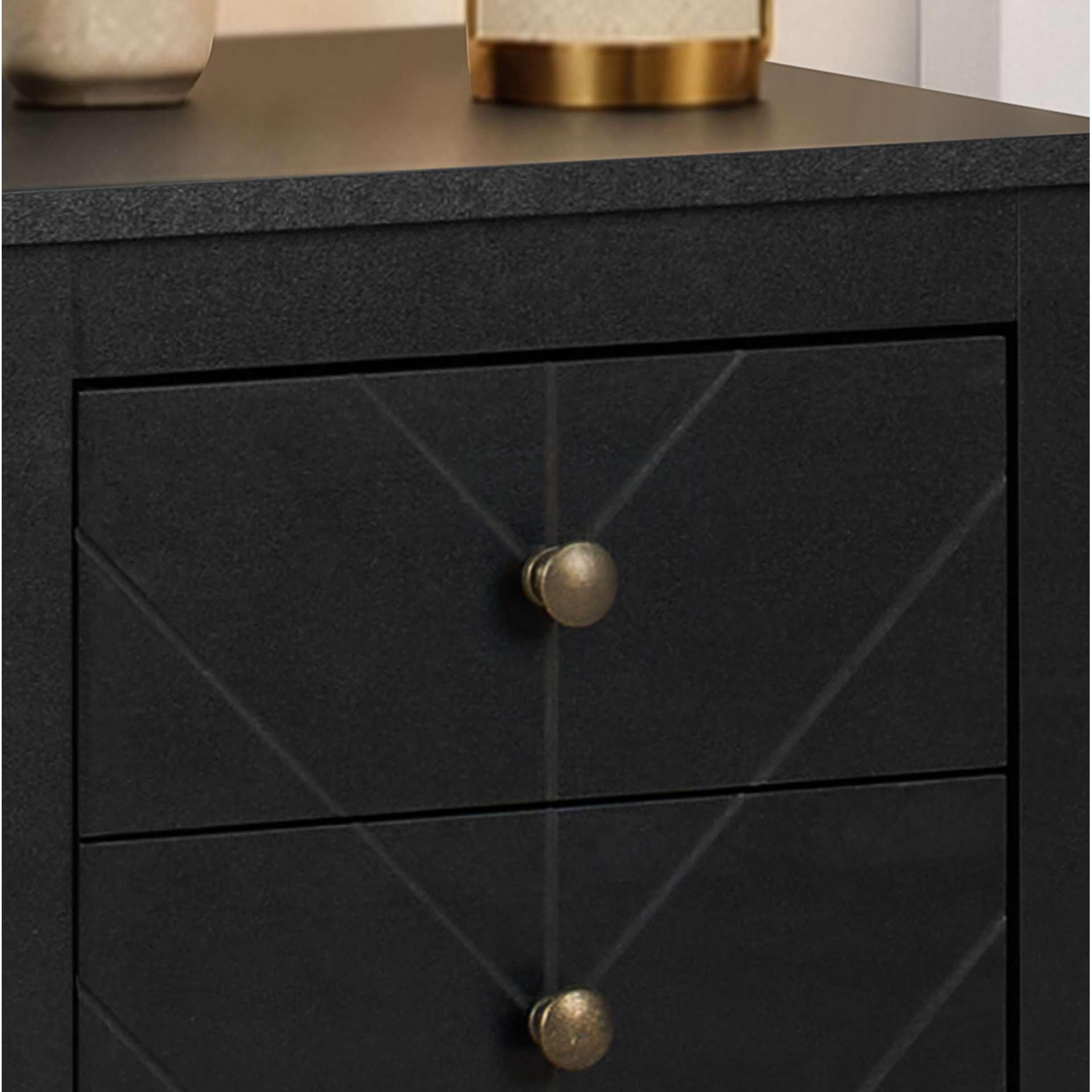 Black - Birlea - Emerson 3 Drawer Bedside - 2