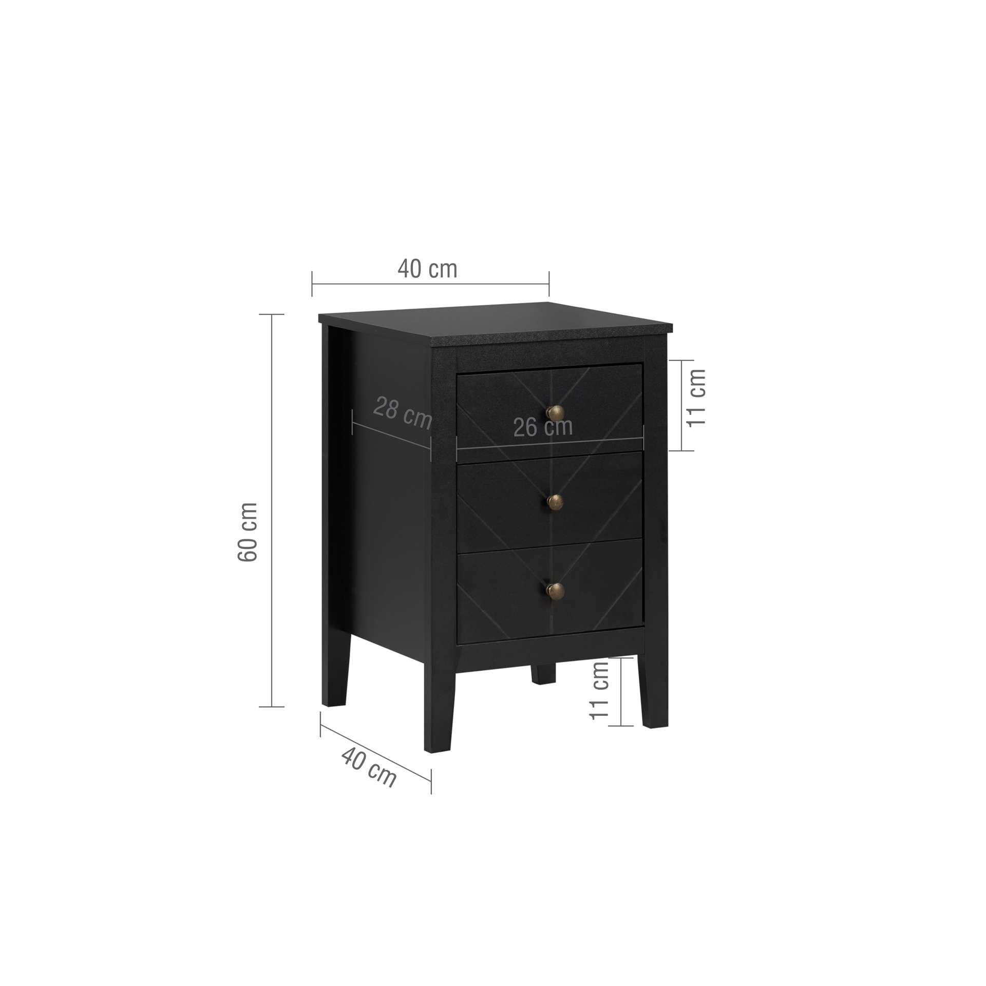 Black - Birlea - Emerson 3 Drawer Bedside - 8