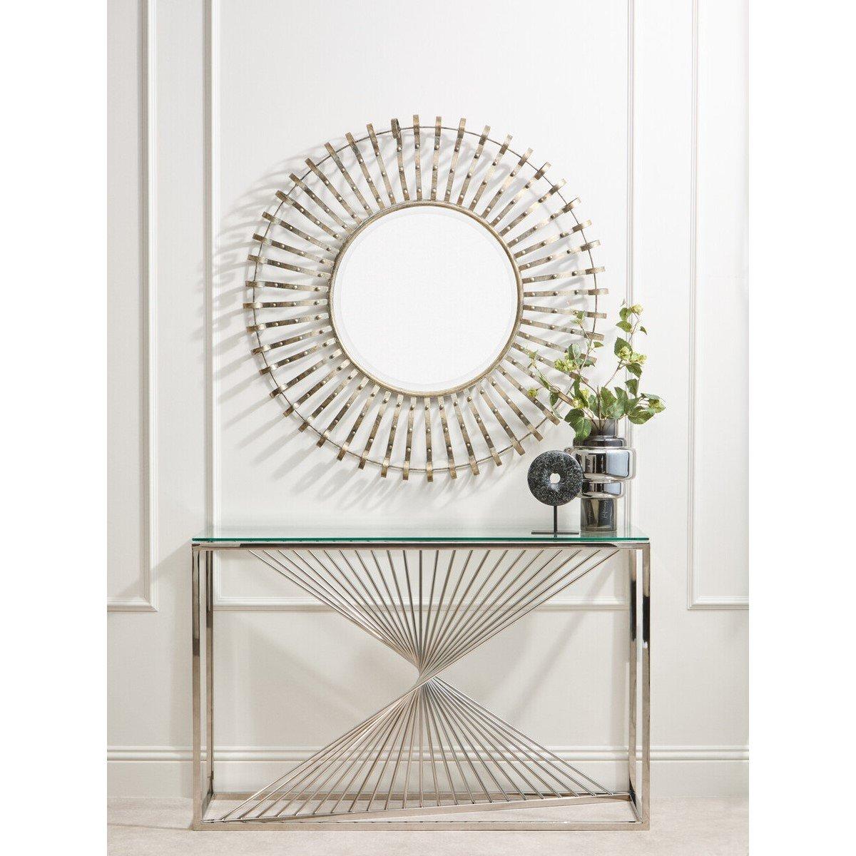 Gold - Premier Housewares - Cissell Spoke Frame Wall Mirror - 1
