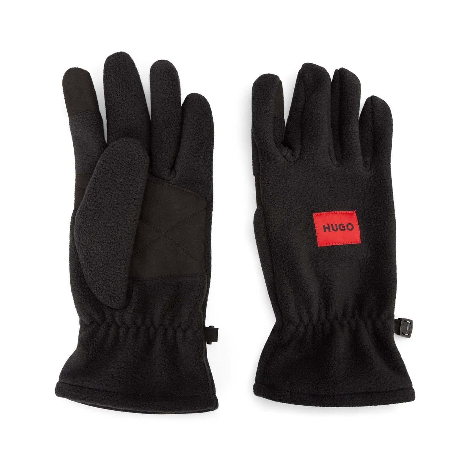 Black - Hugo - Red Logo Label Fleece Gloves - 1