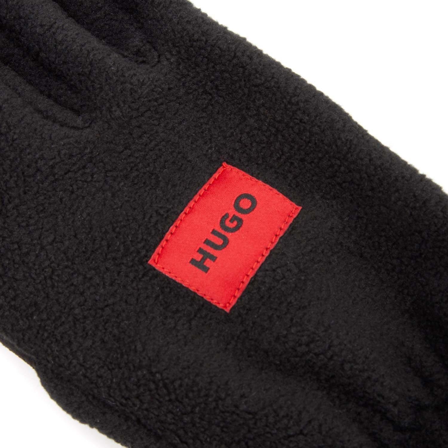Black - Hugo - Red Logo Label Fleece Gloves - 2